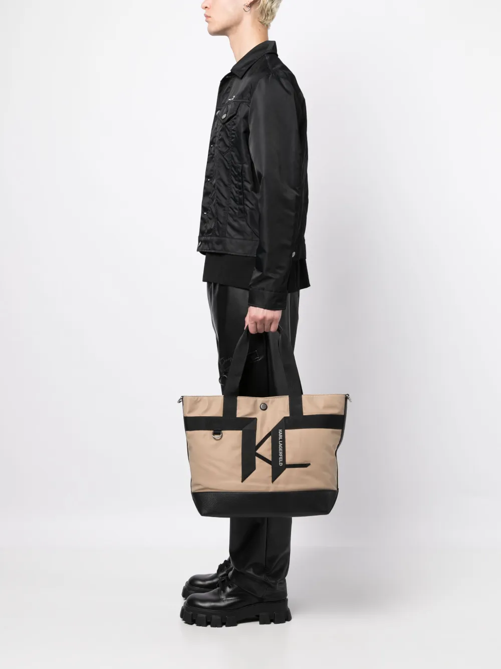 Karl Lagerfeld KFold shopper met logo-reliëf - Beige