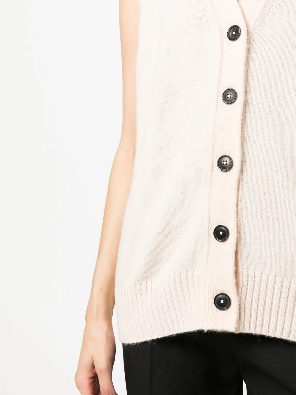 Shop Paul Smith Wool-blend Sleeveless Cardigan In Nude