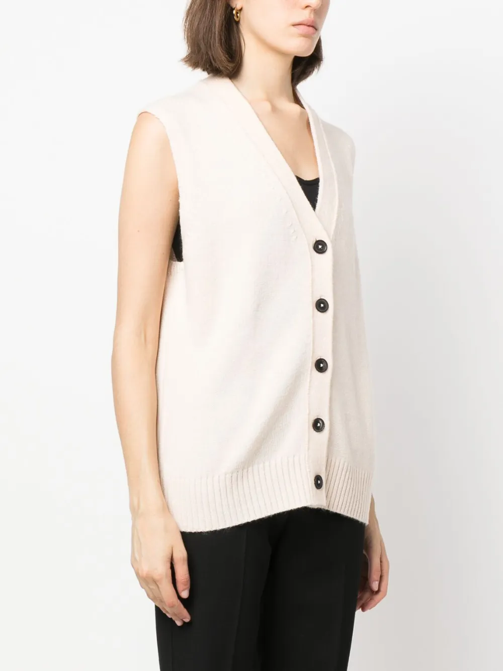 Shop Paul Smith Wool-blend Sleeveless Cardigan In Nude