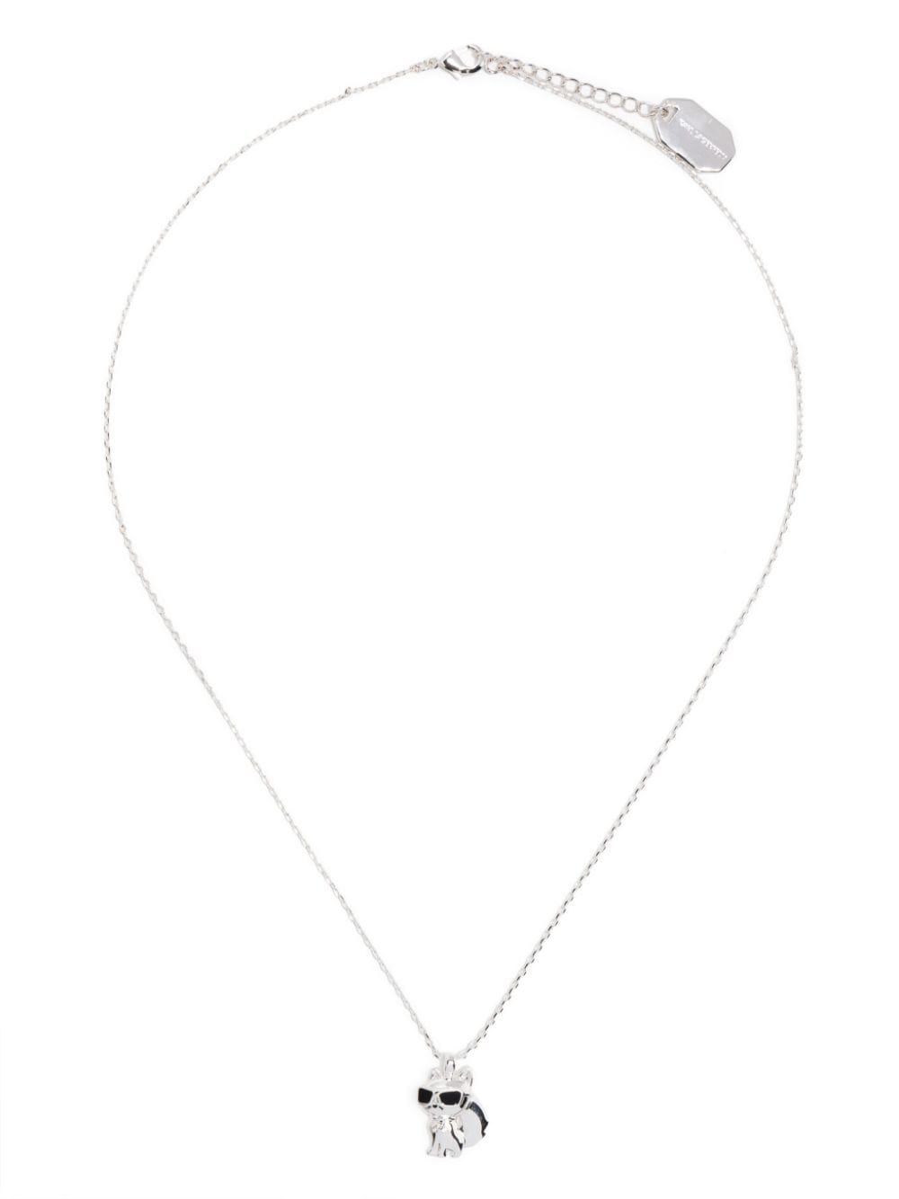 Shop Karl Lagerfeld K/ikonik Choupette Charm Necklace In Silver
