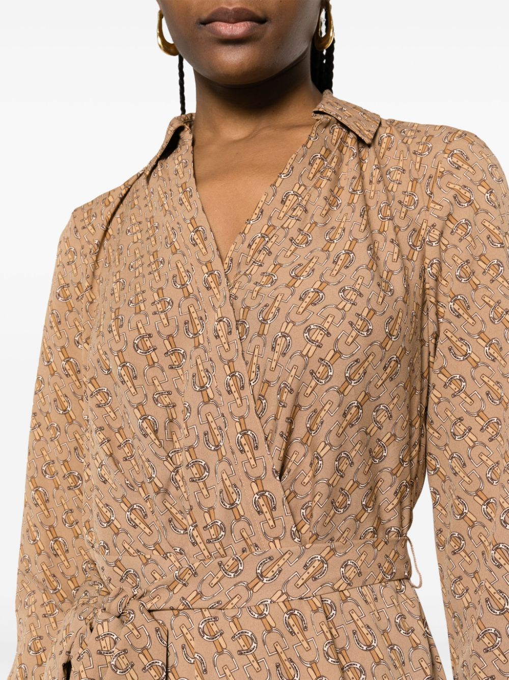 Shop Lauren Ralph Lauren Tied-waist Midi Dress In Braun