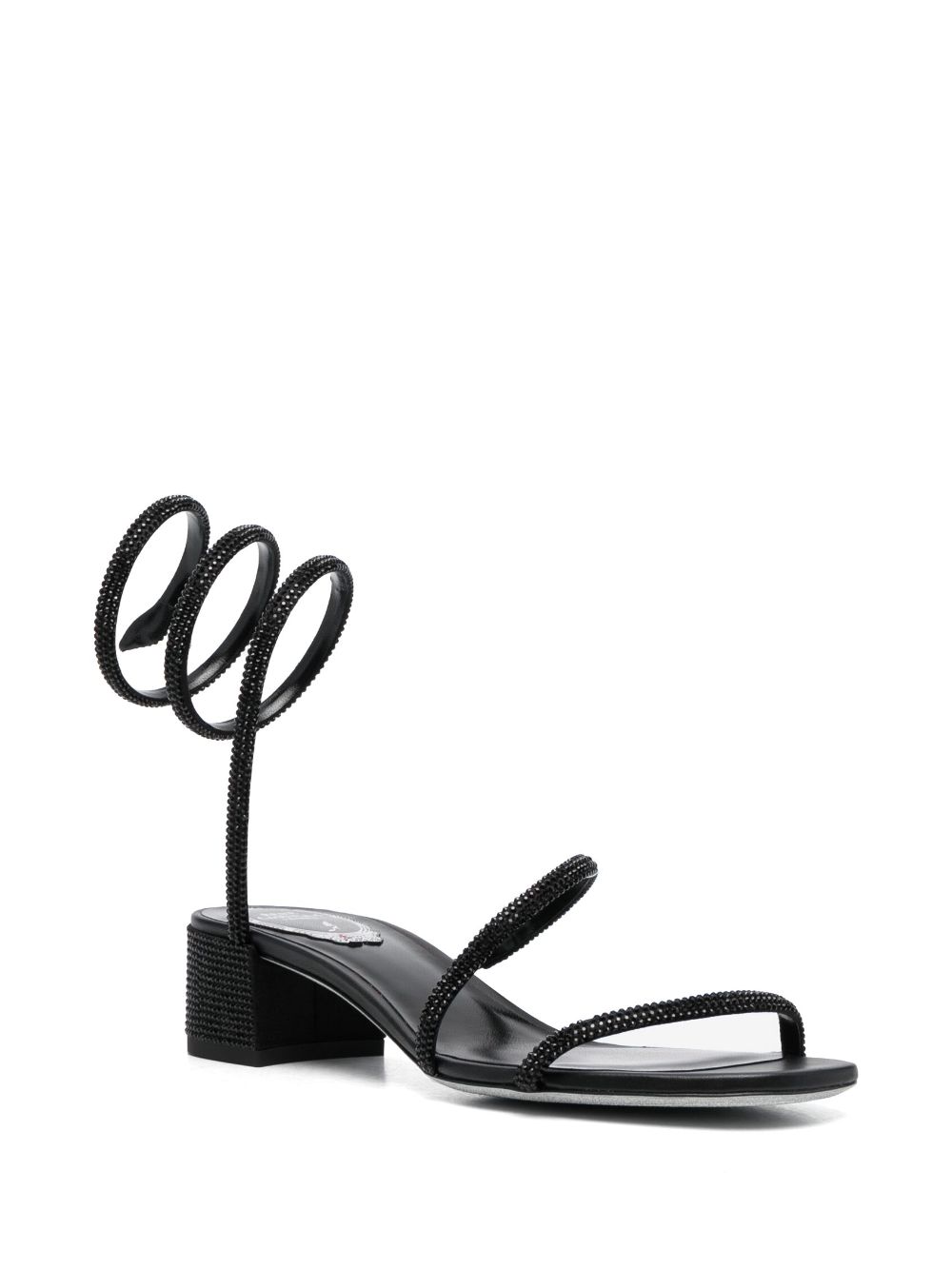 Shop René Caovilla Cleo Crystal 35mm Sandals In Black