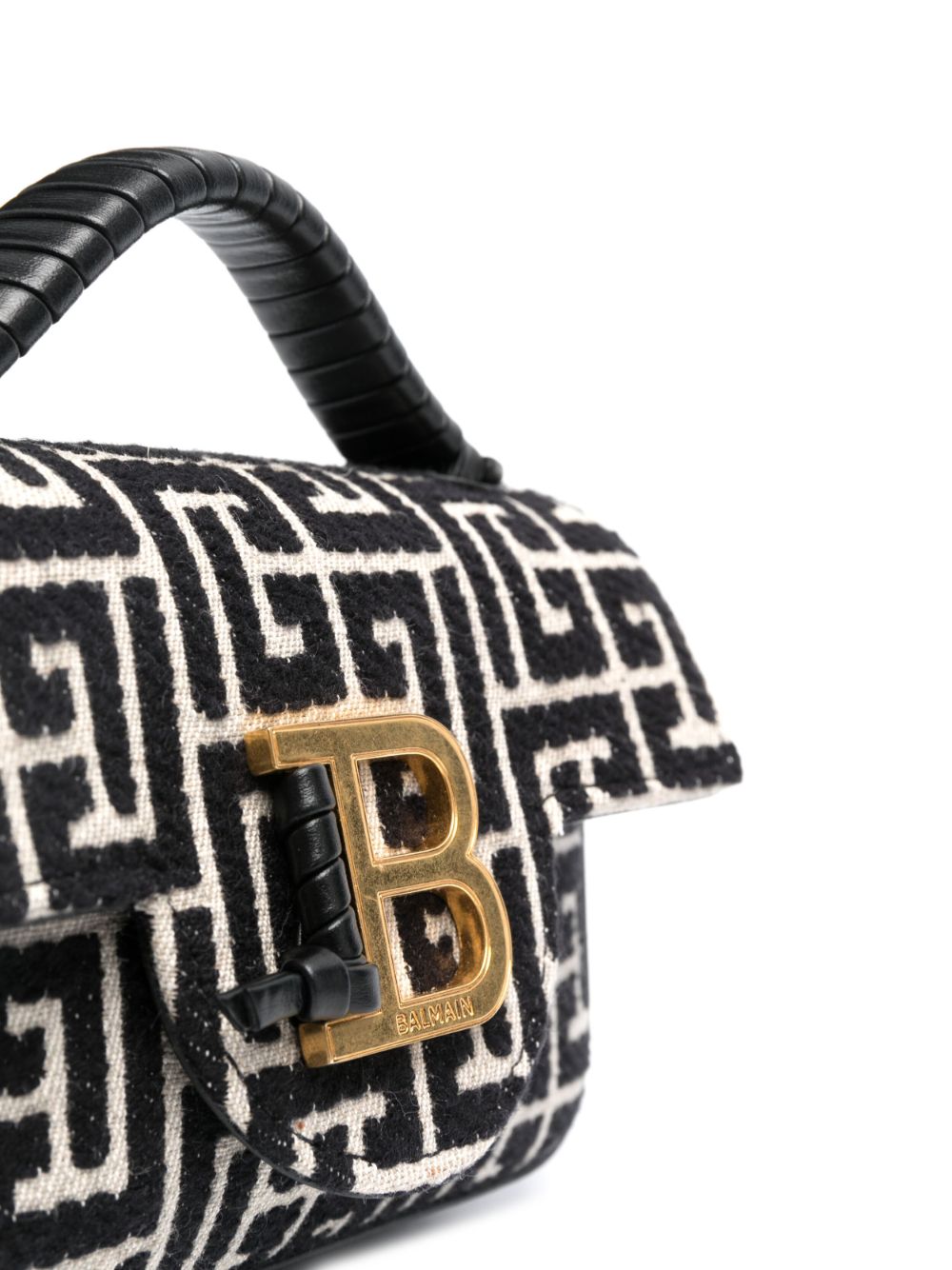 Balmain Woman's B-army Chain Monogram Jacquard Fabric Crossbody Bag In  Black