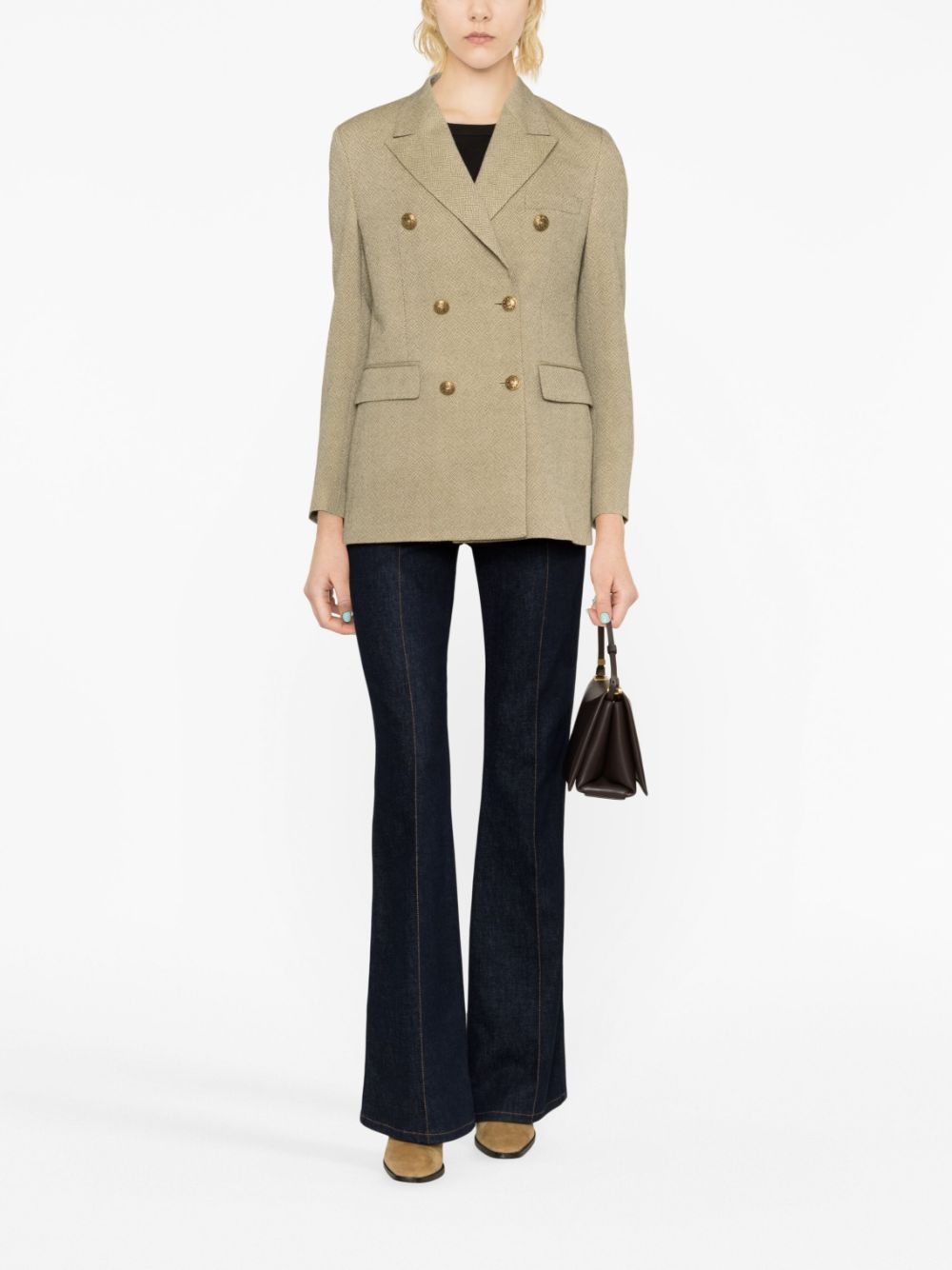 Shop Golden Goose Jacquard Double-breasted Blazer In Neutrals