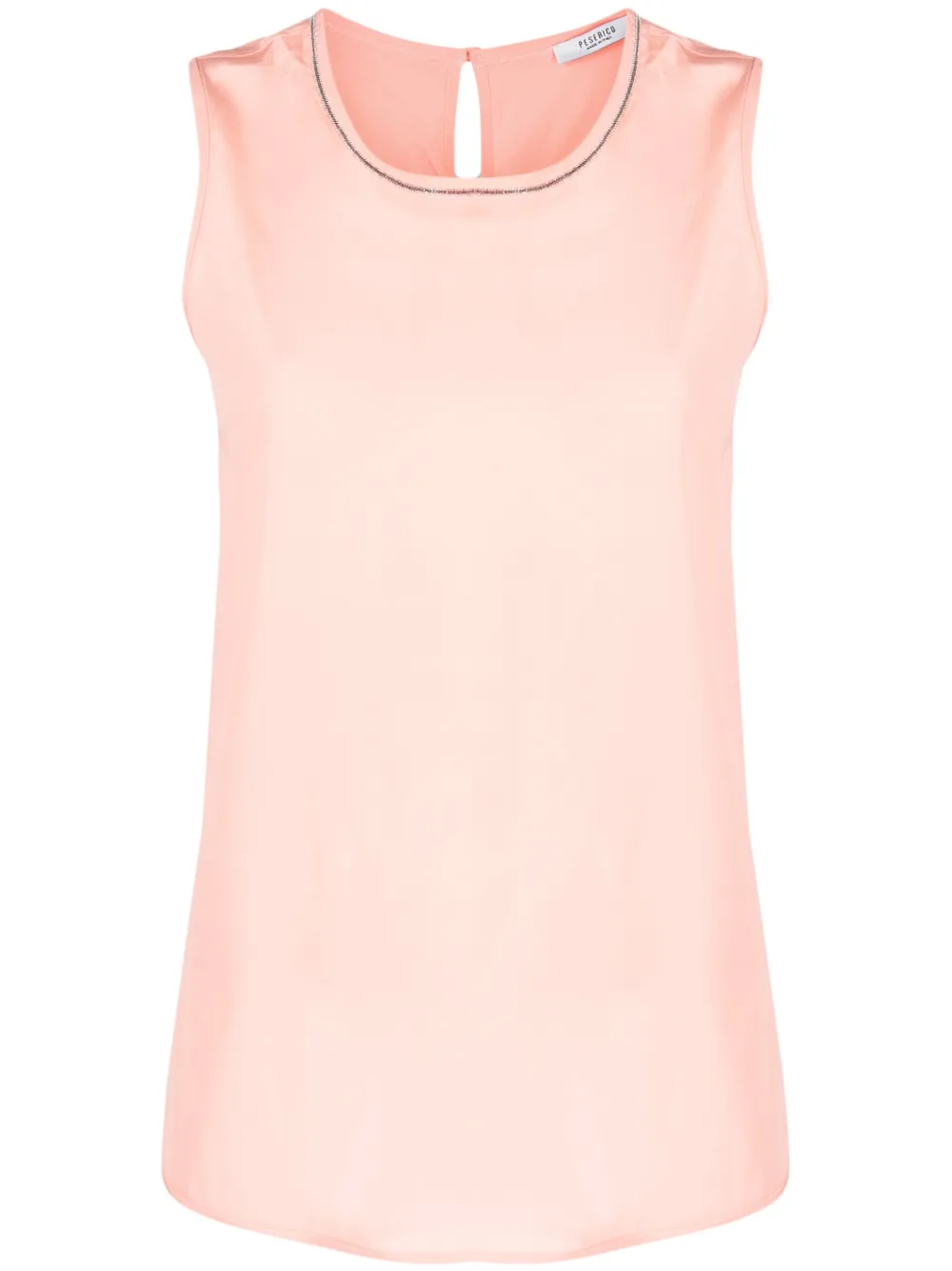 Peserico Beaded-trim Sleeveless Silk Top In Pink