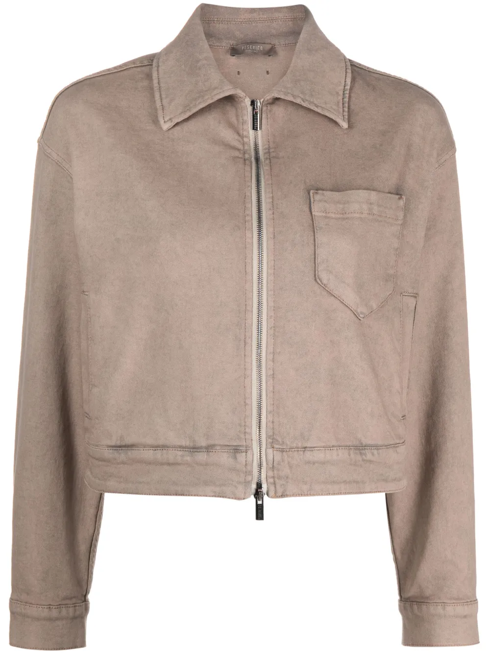 Peserico cropped zip-up denim jacket - Grigio