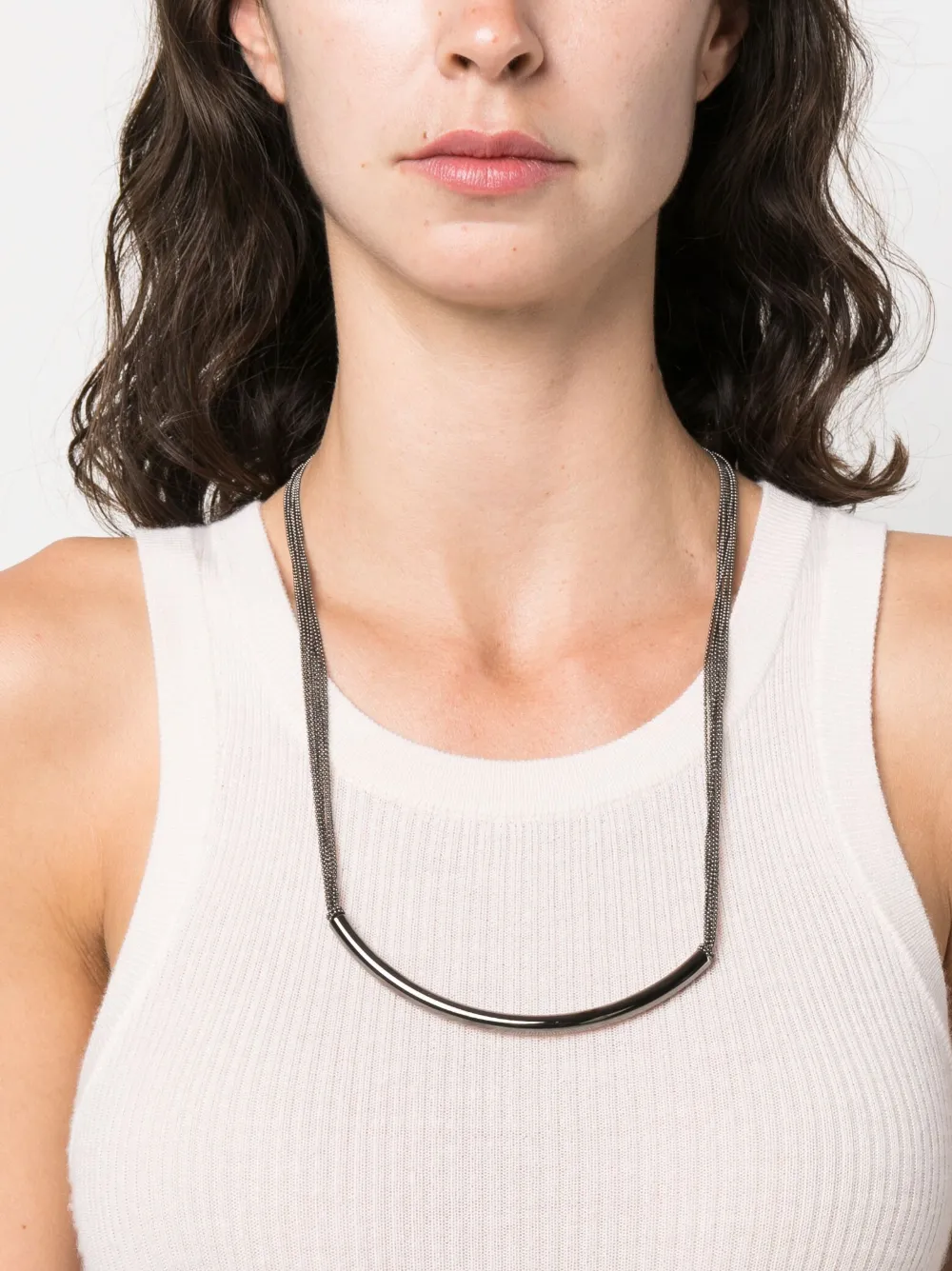 Shop Peserico Ball-chain Knotted Necklace In Silver