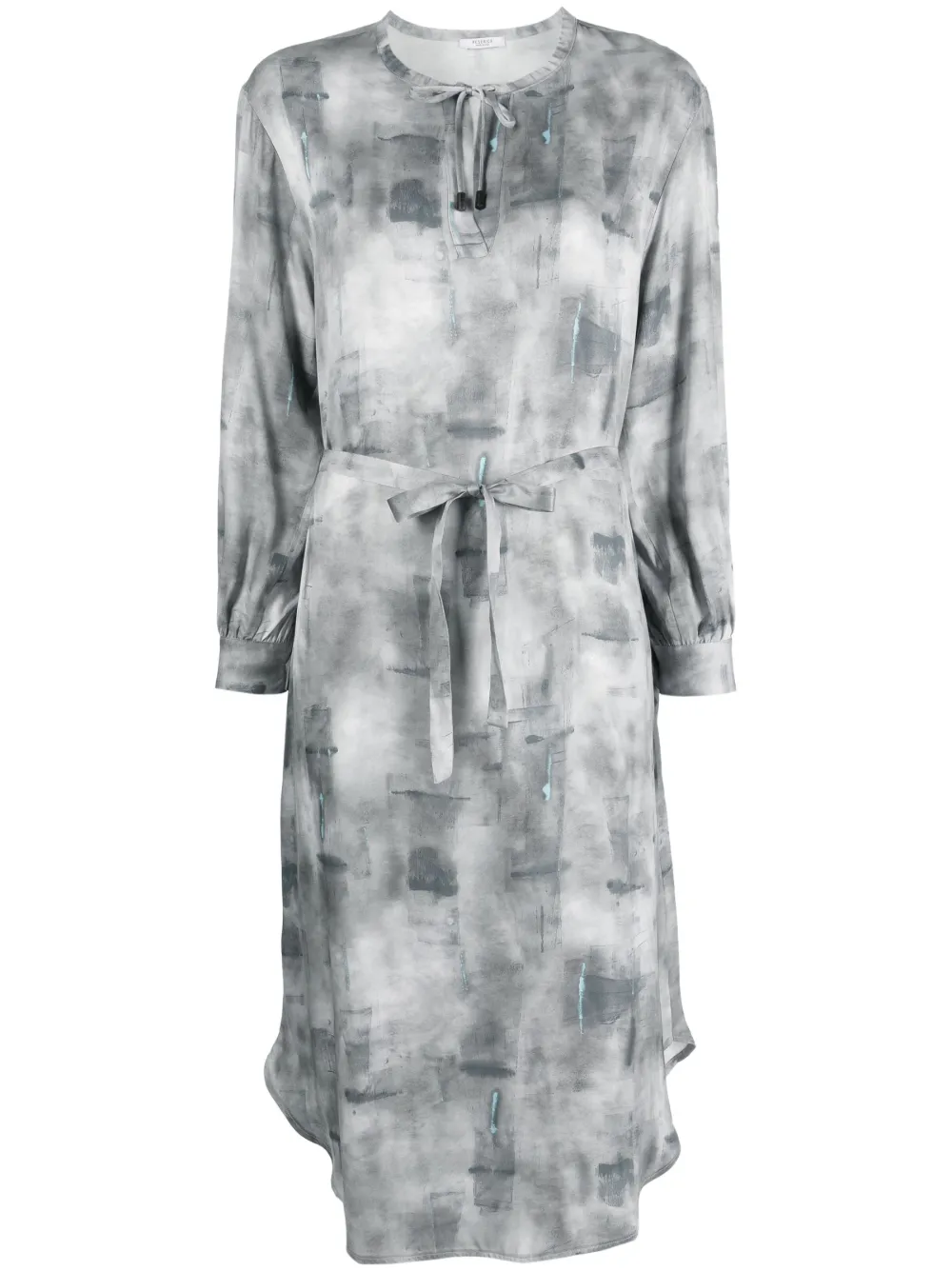 Peserico abstract-print midi dress - Grey