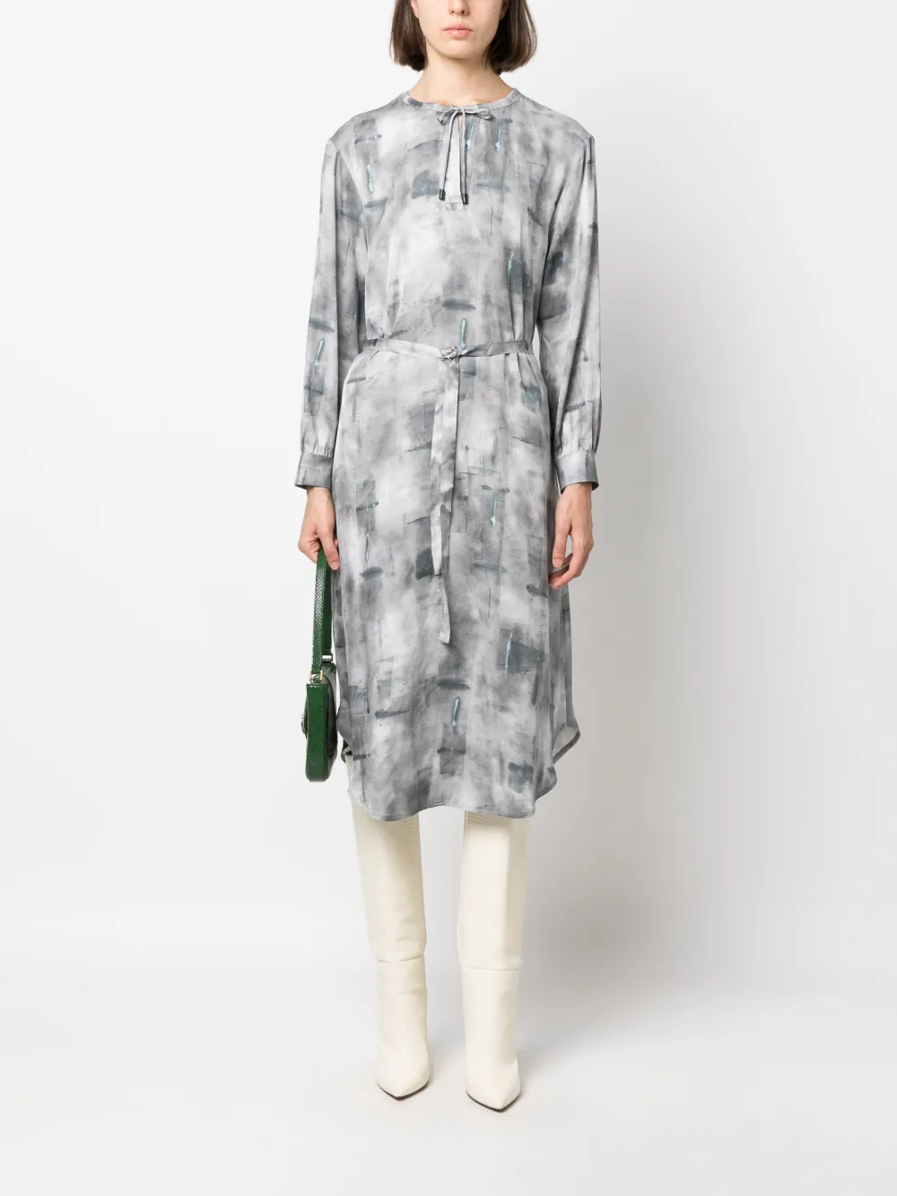Peserico Midi-jurk met abstracte print - Grijs