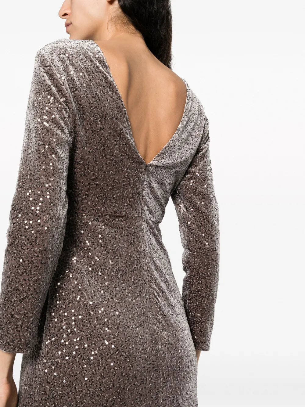 Sequin-Embellished Velvet Midi Dress