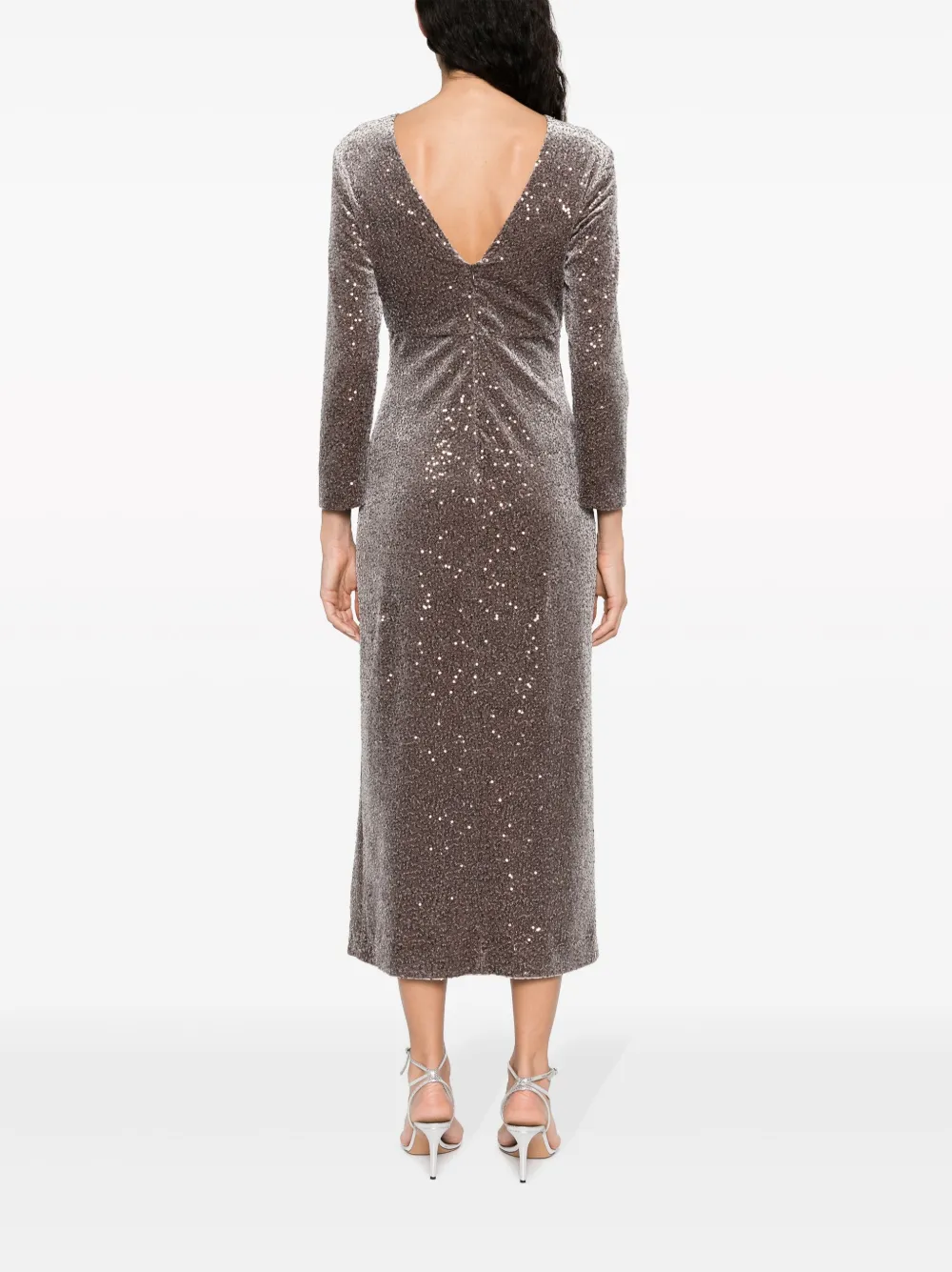 Sequin-Embellished Velvet Midi Dress