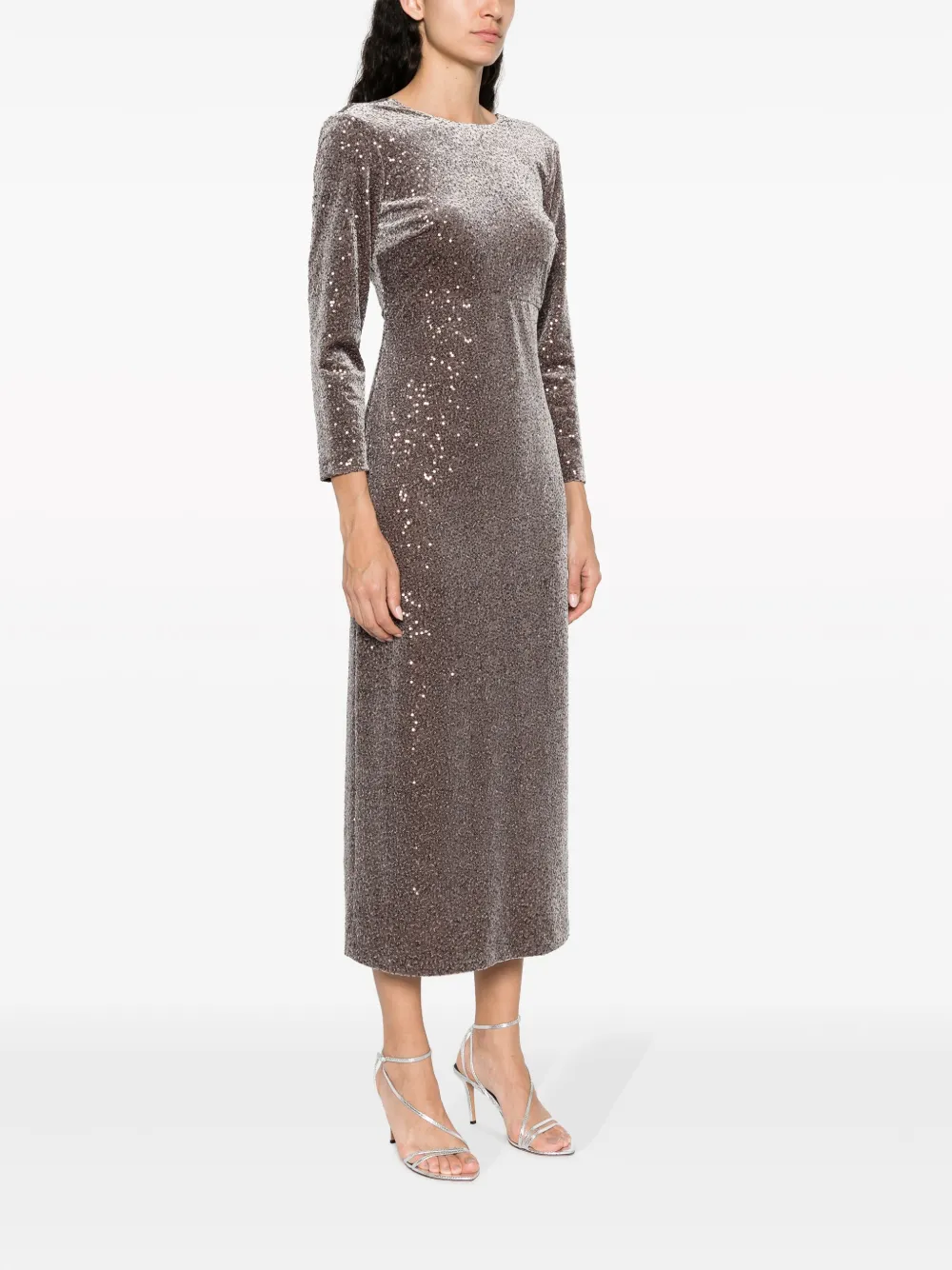 Sequin-Embellished Velvet Midi Dress