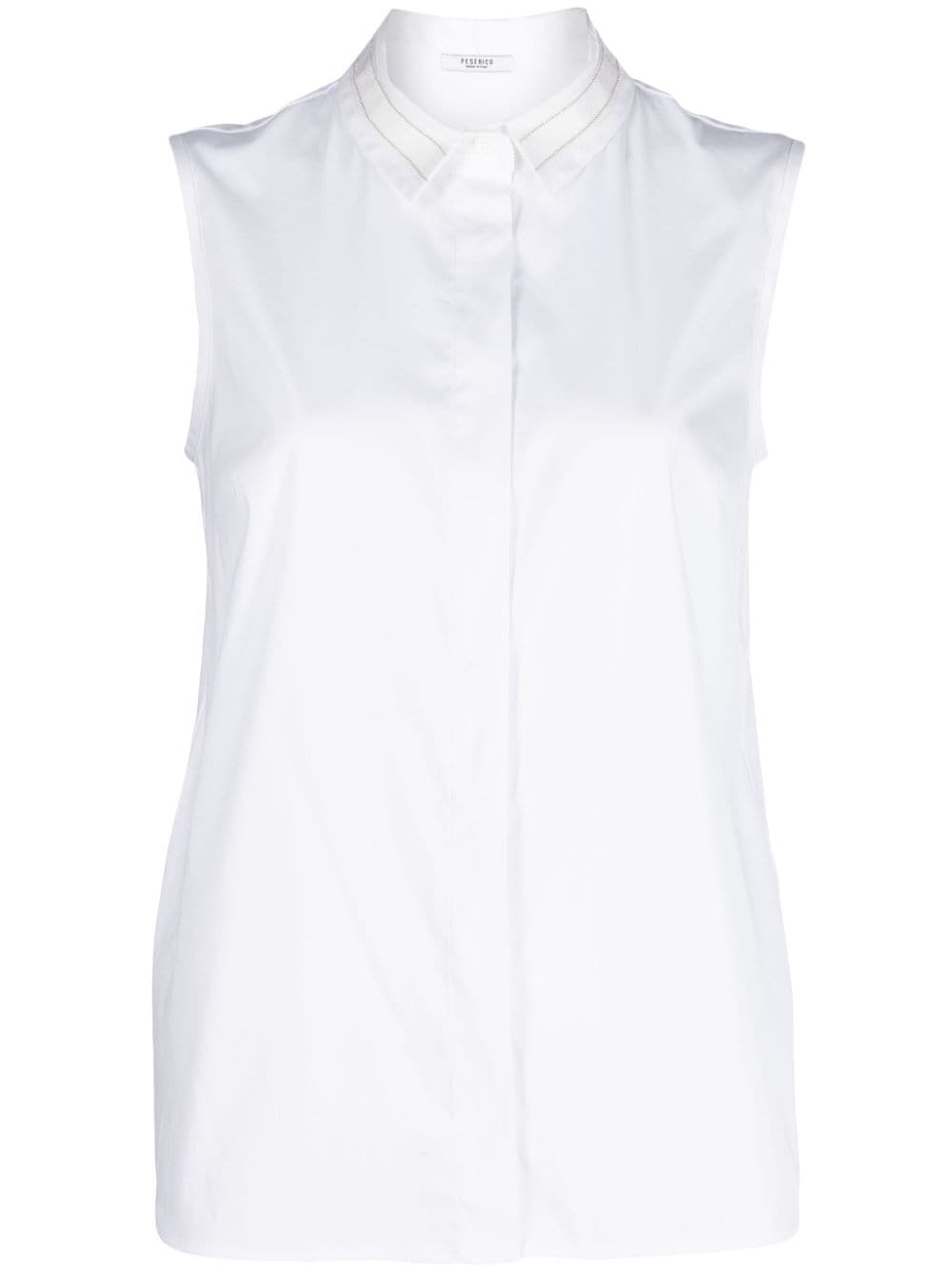 Peserico Sleeveless Poplin Shirt In White