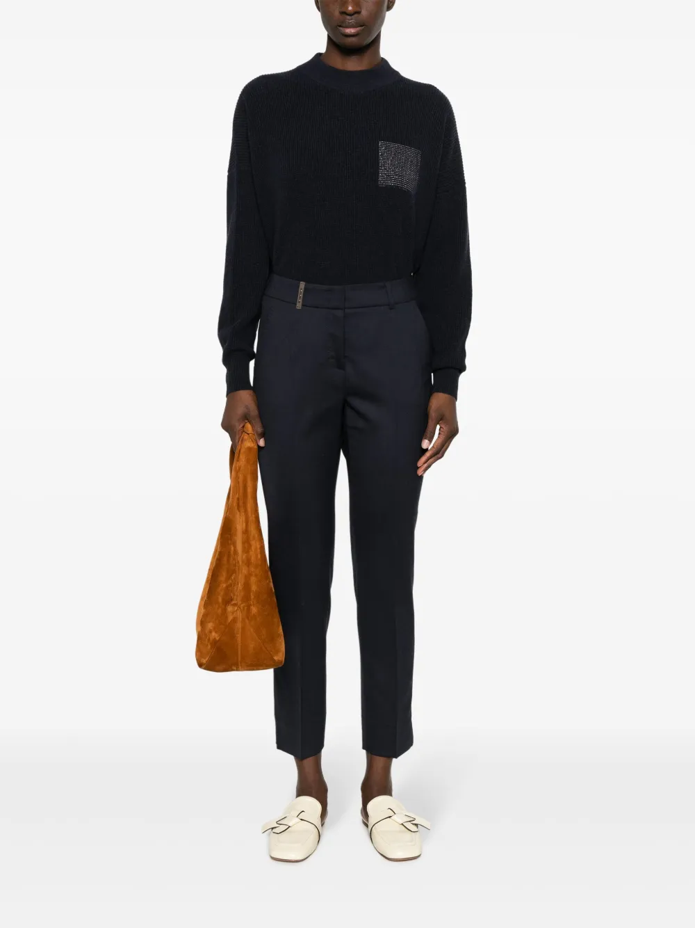 Peserico crew-neck drop-shoulder jumper - Blauw