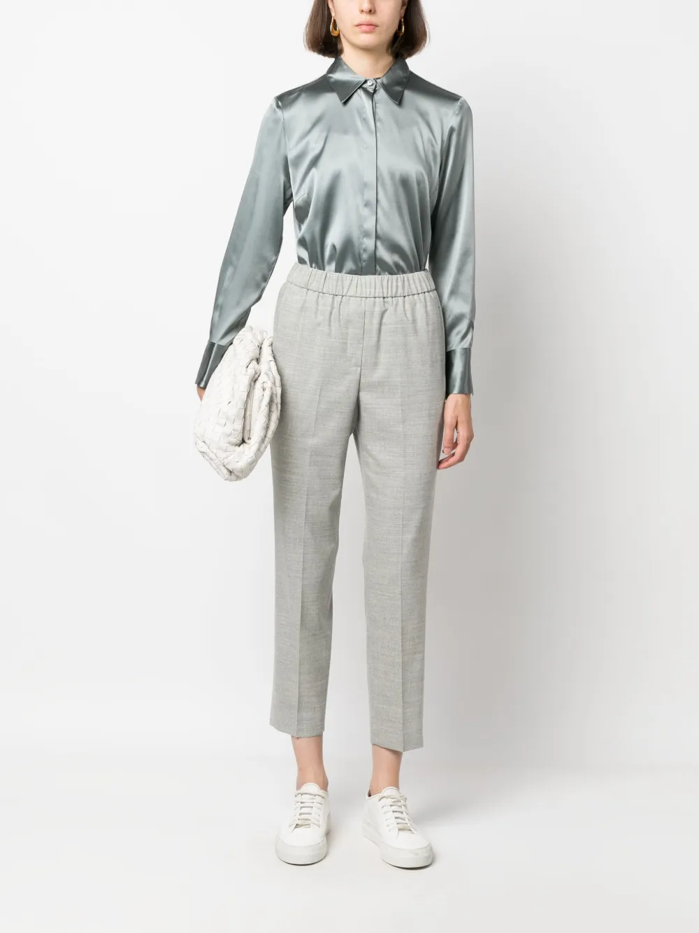 Peserico Blouse met gespreide kraag - Grijs