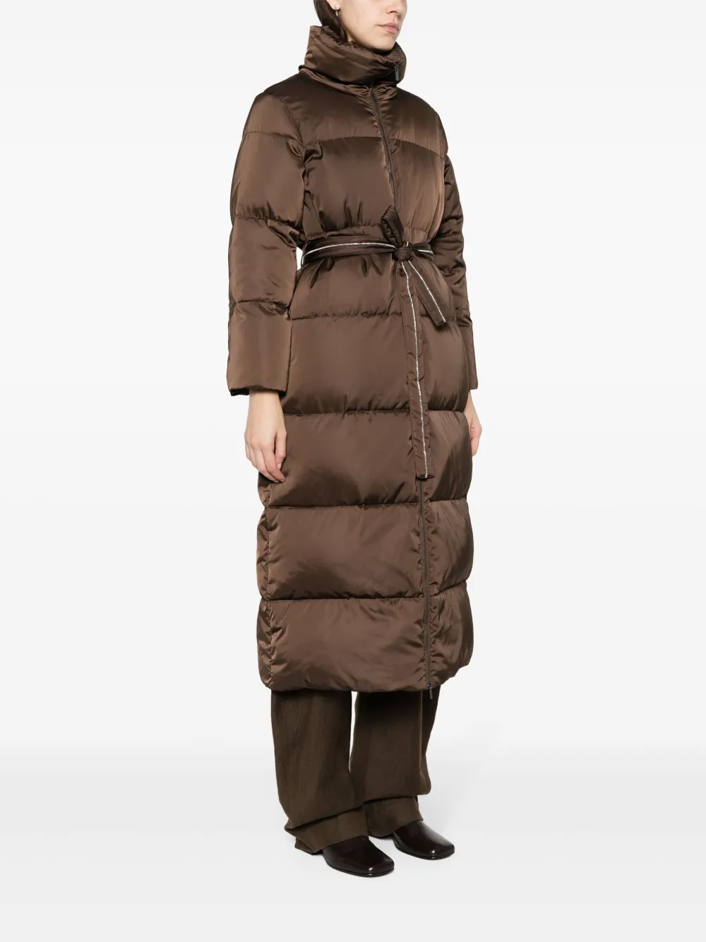 Peserico Donsjack met monili-ceintuur Bruin