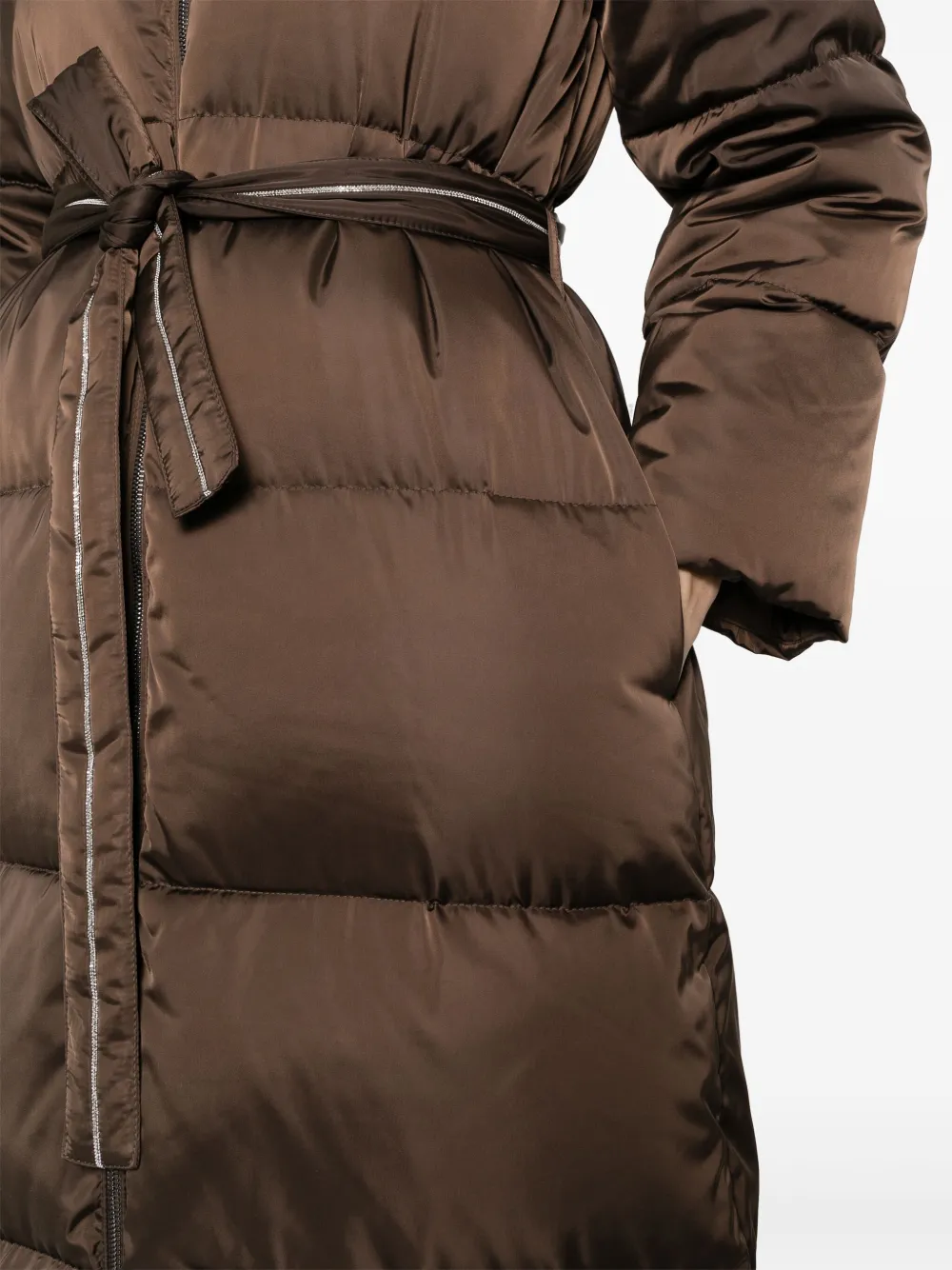 Peserico Donsjack met monili-ceintuur Bruin