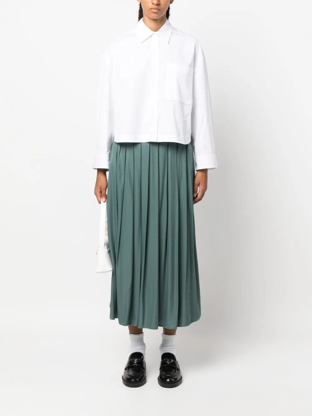 Peserico Twill mini-plooirok - Groen