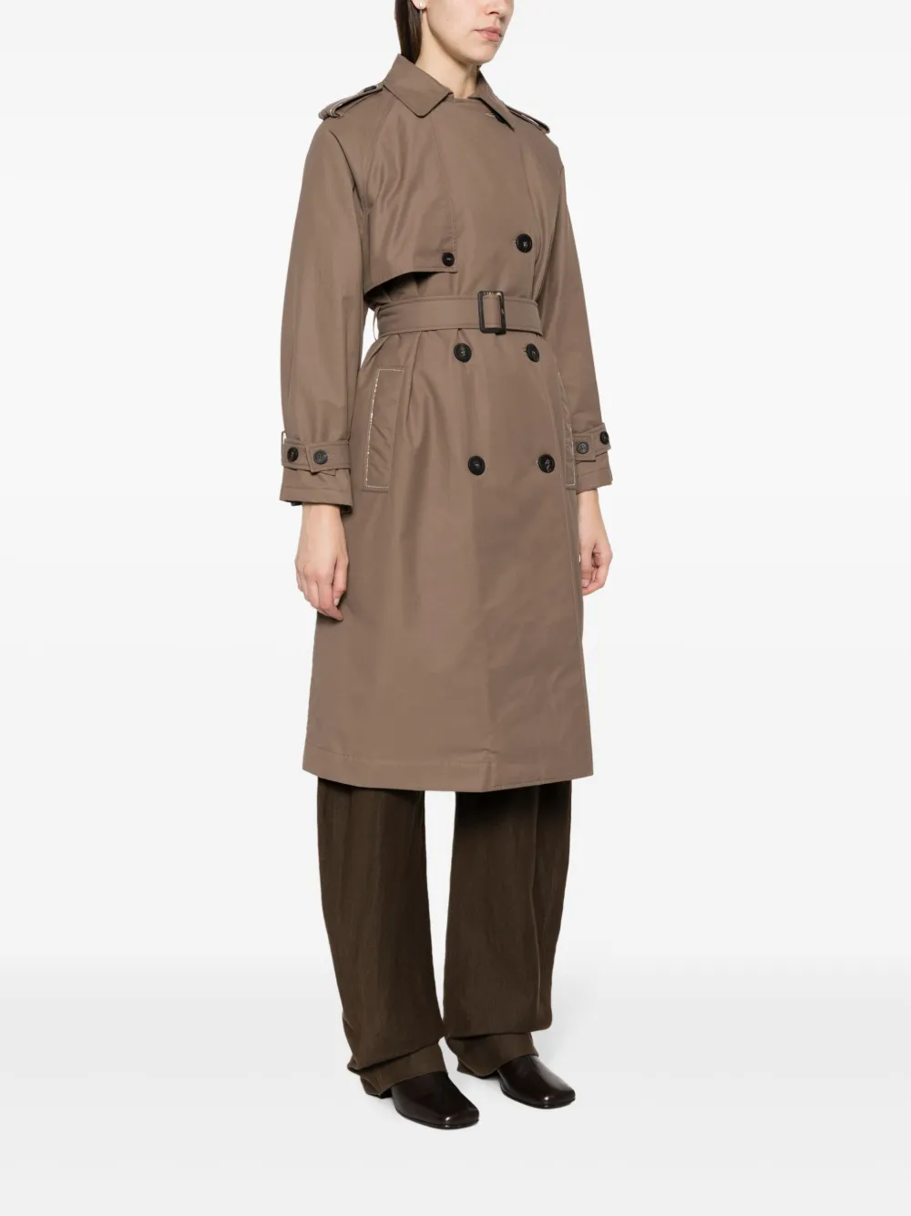  Peserico Monili-chain Double-breasted Trenchcoat - Brown 