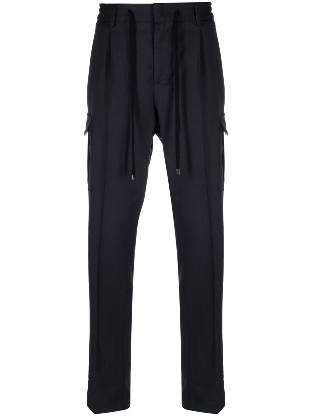 Peserico Wool-blend Cargo Tapered Trousers In Blue