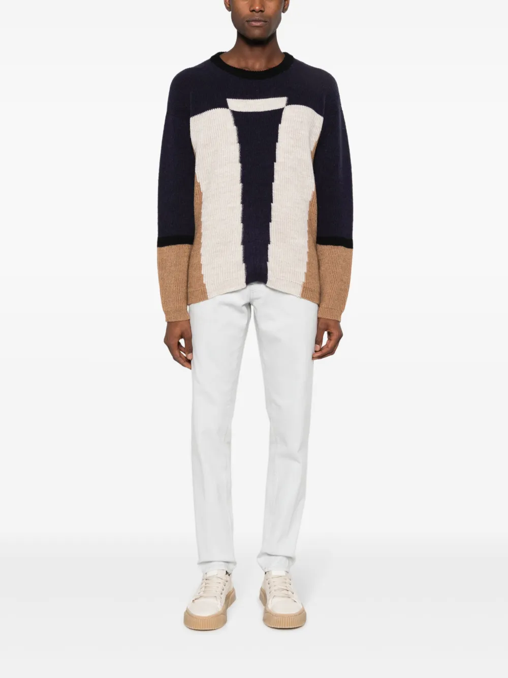 Peserico logo-embroidered straight-leg jeans - Blauw