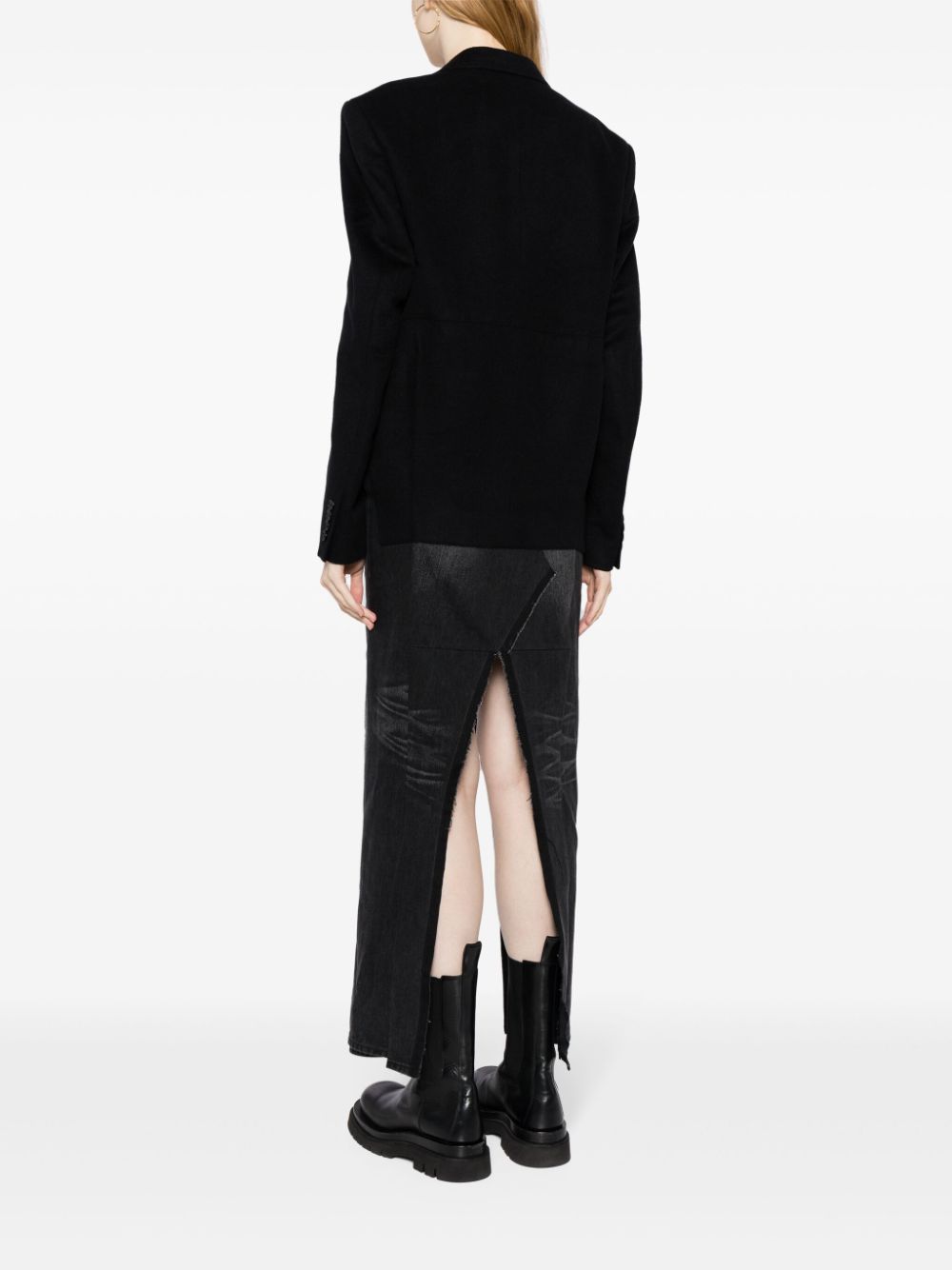 Shop Junya Watanabe Panelled V-neck Coat In Black