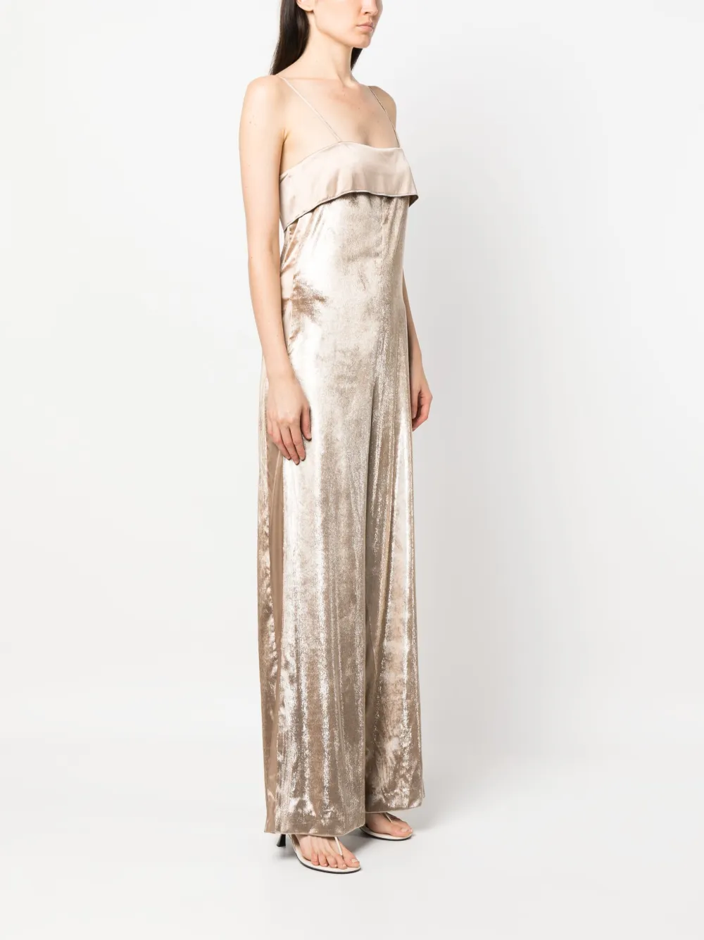 Peserico Sleeveless Crushed-velvet Jumpsuit - Brown 