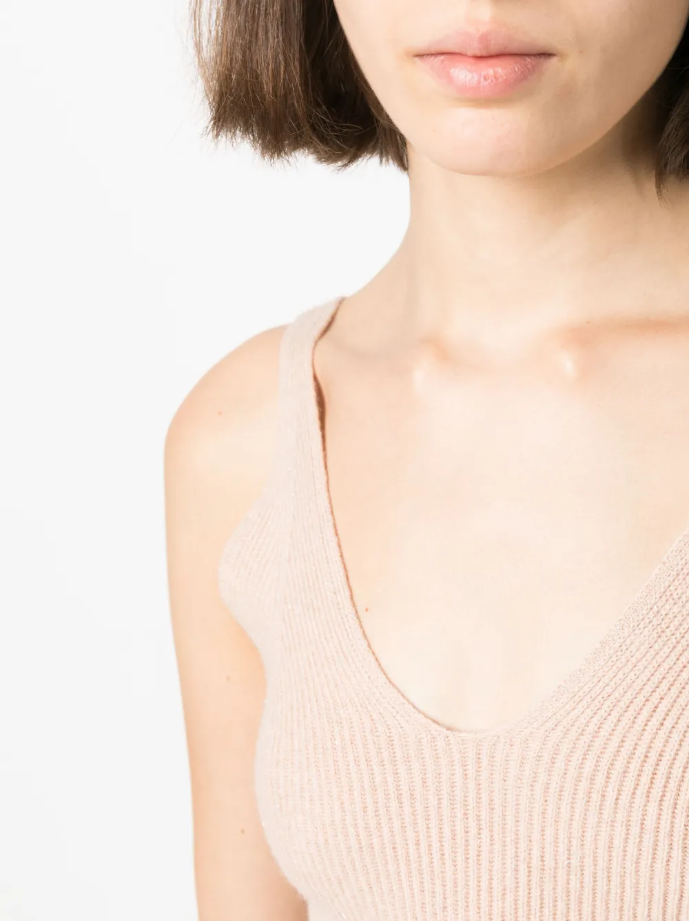 Ribbed-Knit U-Neck Tank Top
