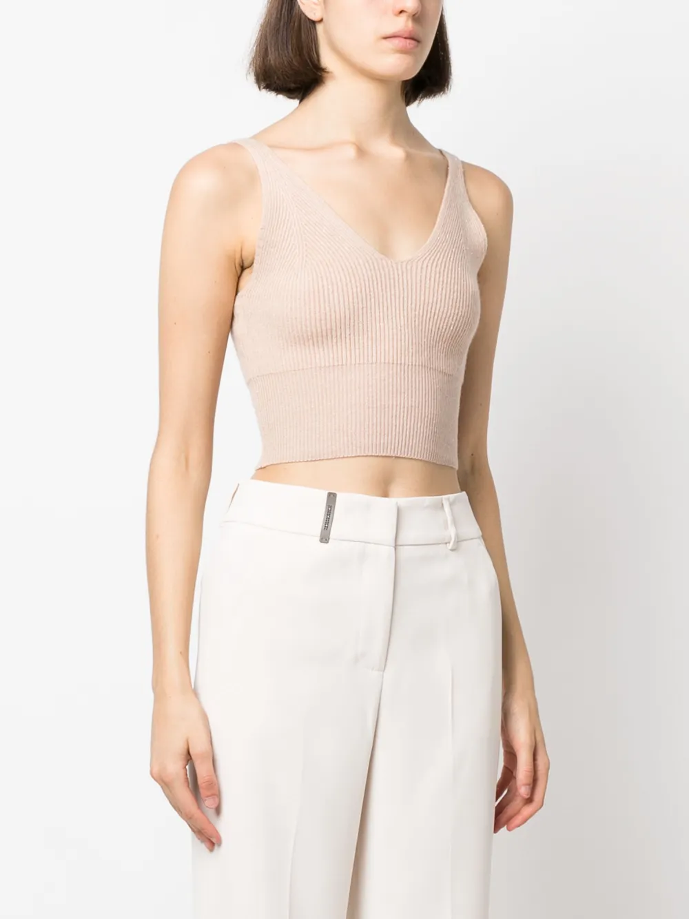 Ribbed-Knit U-Neck Tank Top