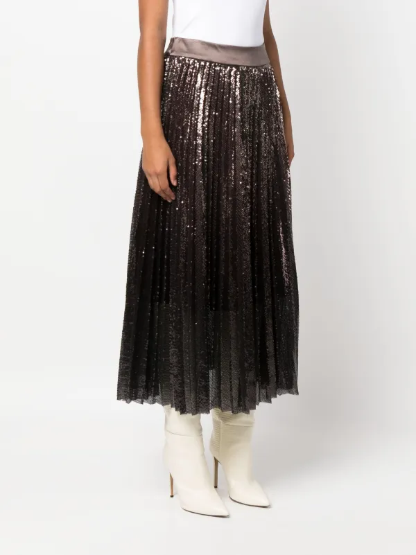 Black sequin pleated skirt best sale