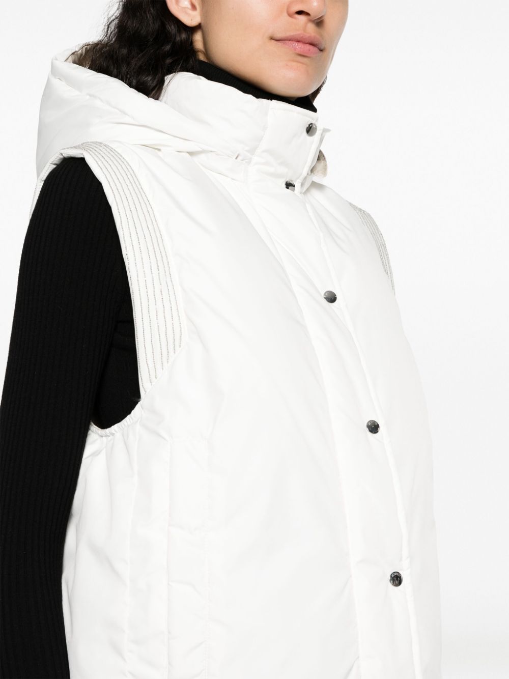 Shop Peserico Padded Hooded Gilet In Weiss