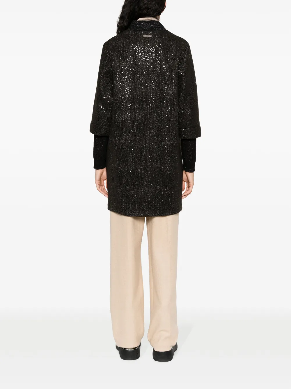 Peserico Sequin-embellished Long Bomber Jacket In Braun