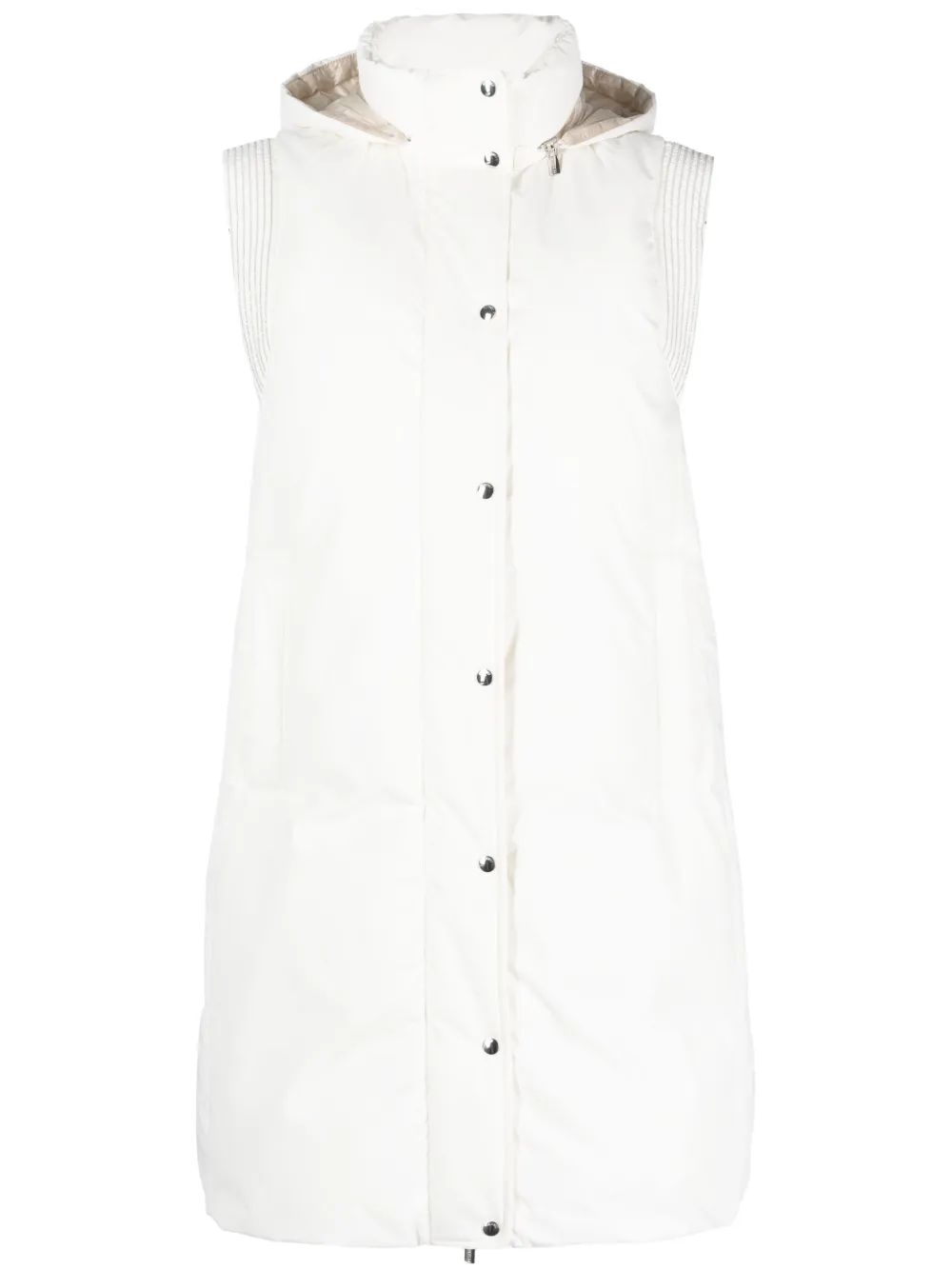 Peserico beaded-trim padded down gilet - White