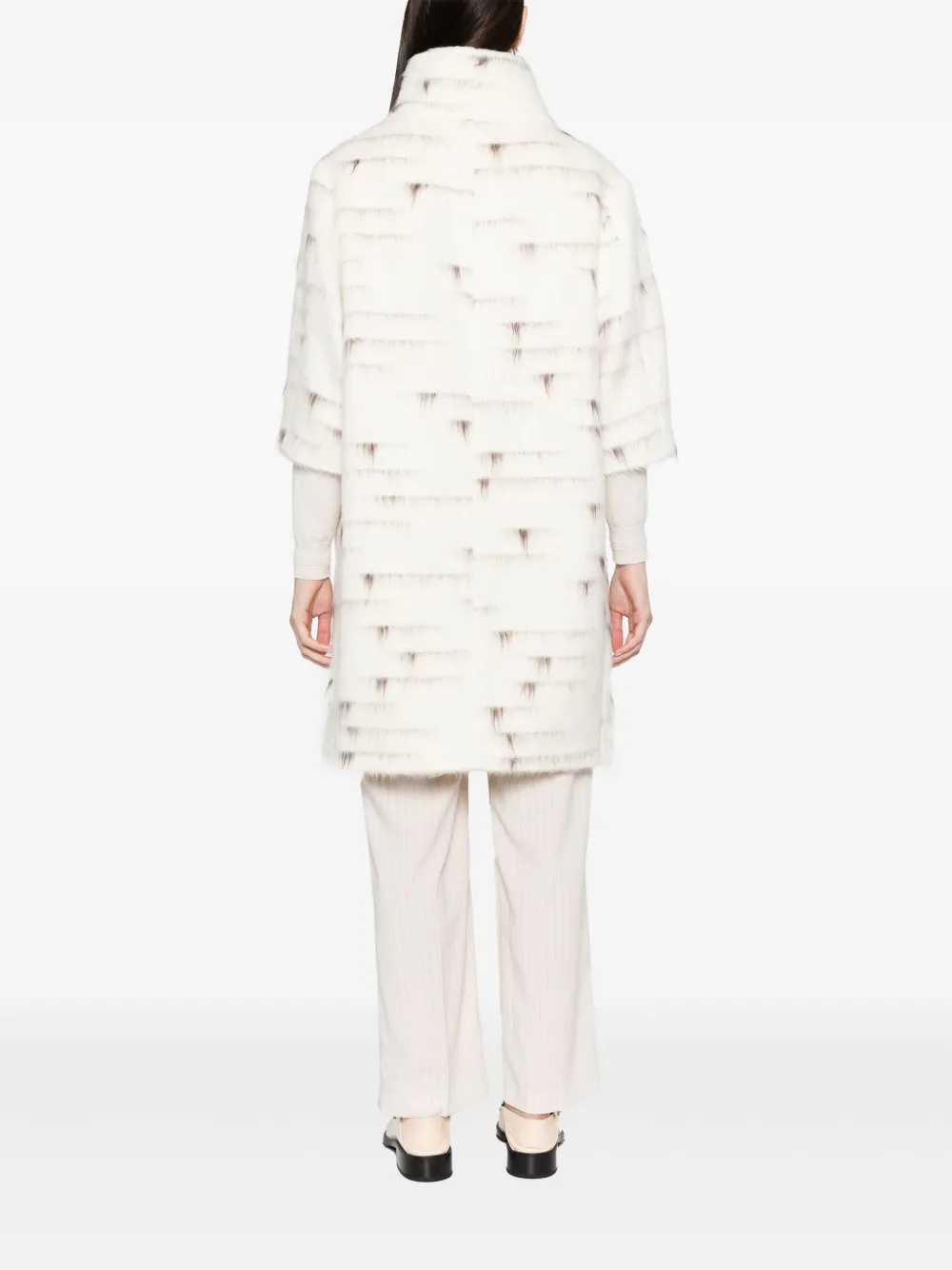 Peserico Patterned-jacquard Single-breasted Coat In White