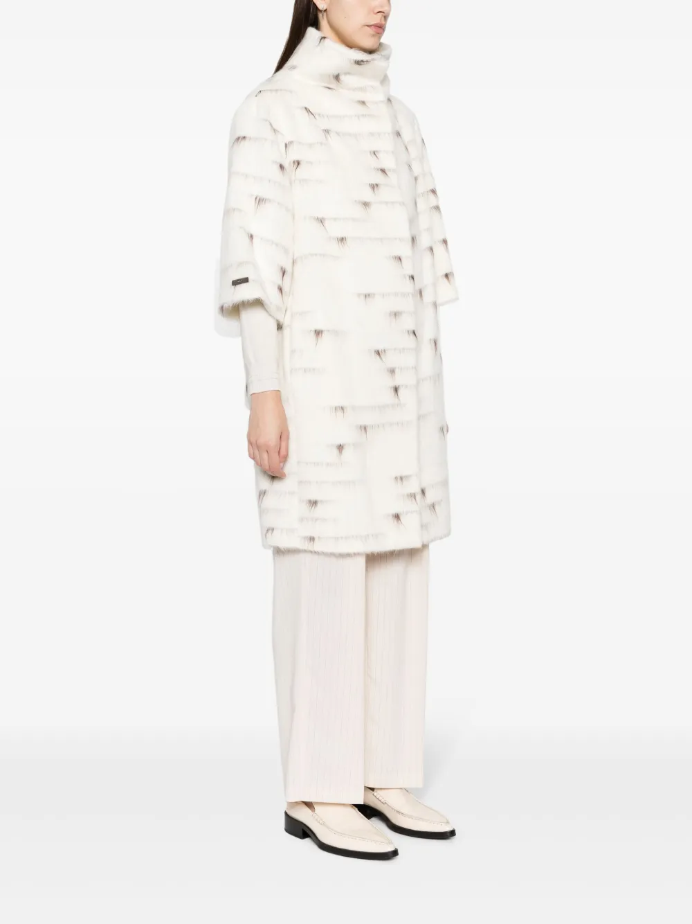 Peserico Patterned-jacquard Single-breasted Coat In White