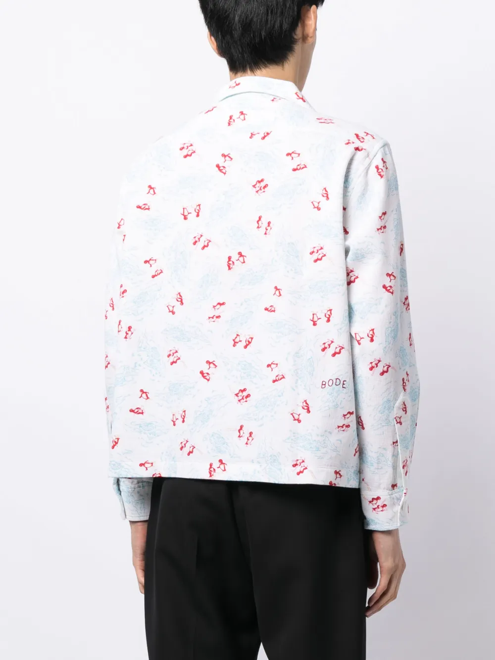 Shop Bode Graphic-print Cotton Shirt In White