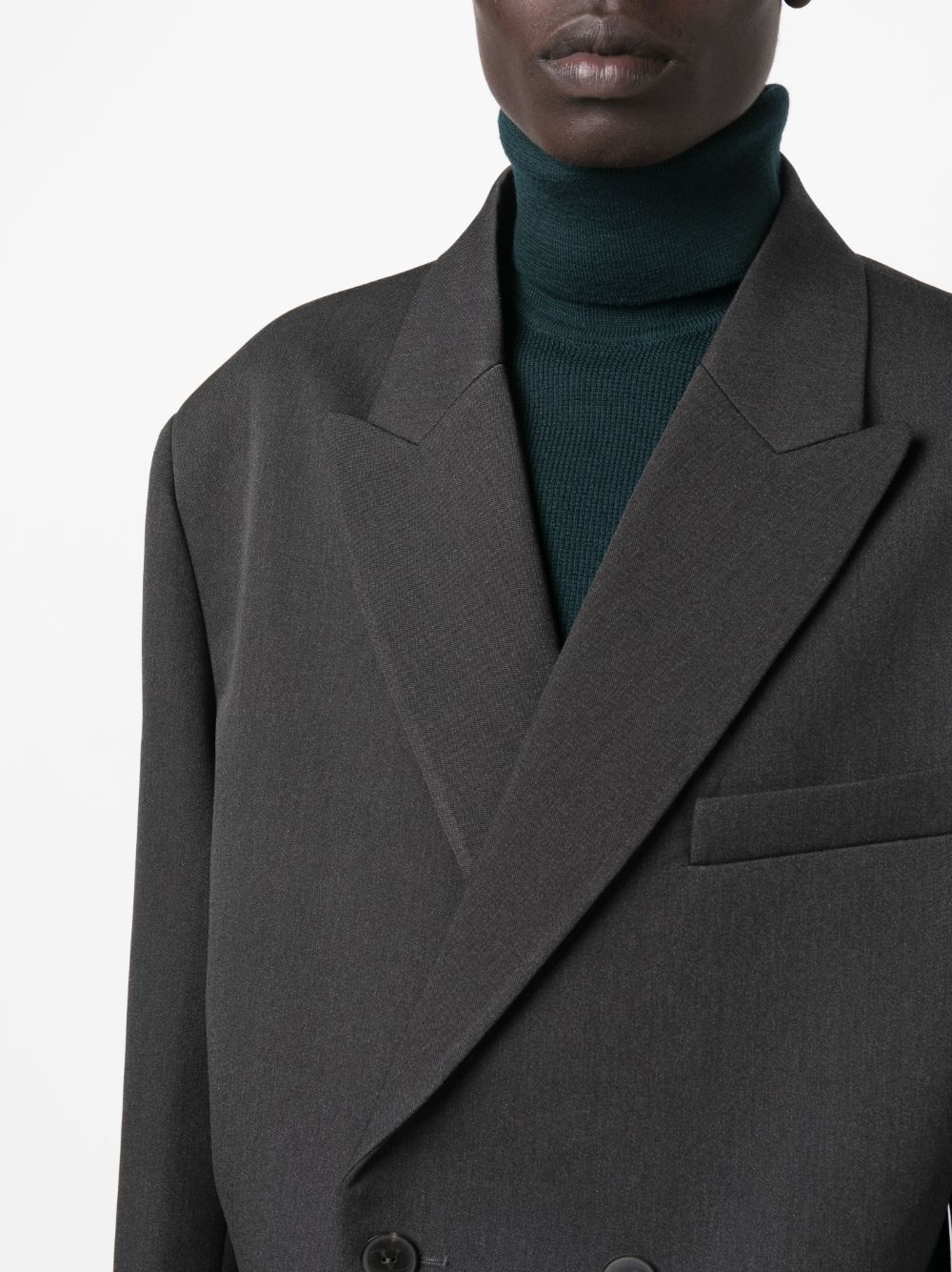 Shop Valentino Double-breasted Virgin Wool Blazer In Grey