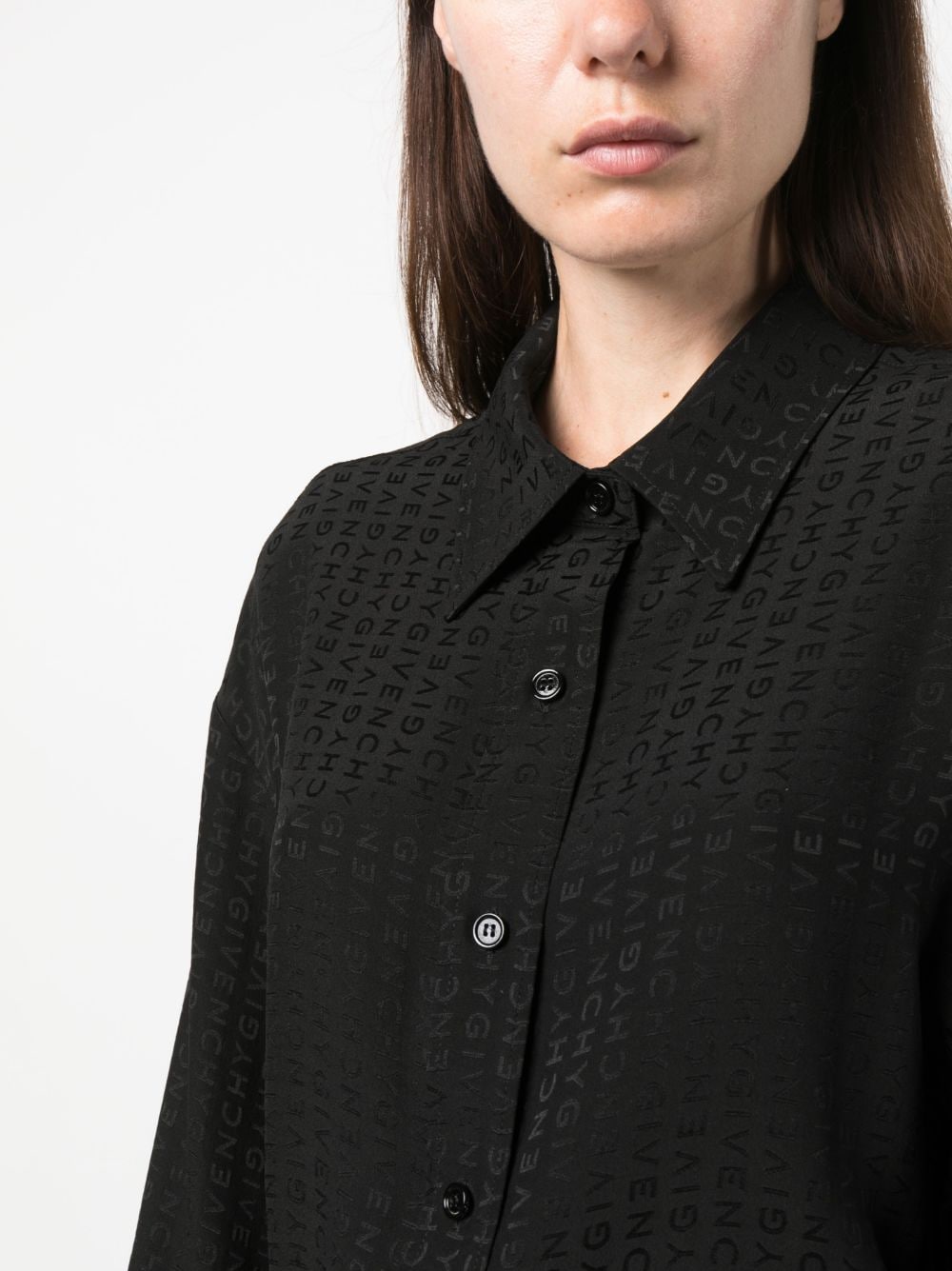 Shop Givenchy Logo-print Silk Shirt In Black