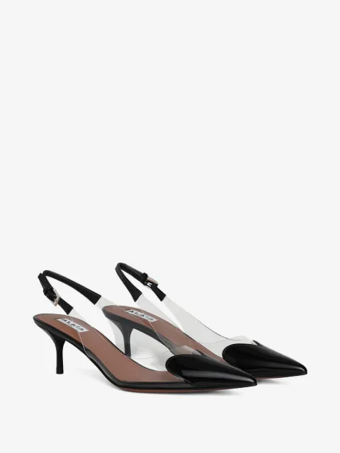 Alaïa LE CŒUR patent-calf leather slingback pumps