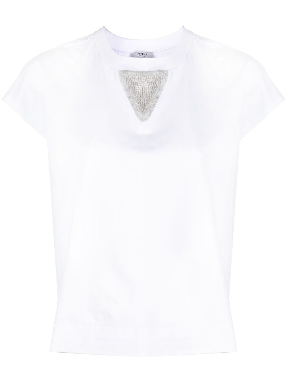 Peserico Knitted-panel Appliqué-detail T-shirt In White