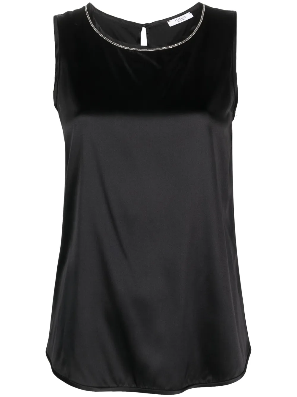 Peserico Sleeveless Satin Silk Top In Black