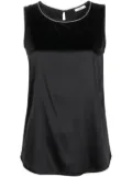 Peserico beaded-trim sleeveless silk satin top - Black