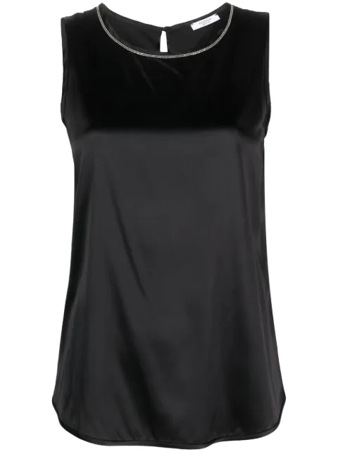 Peserico beaded-trim sleeveless silk satin top