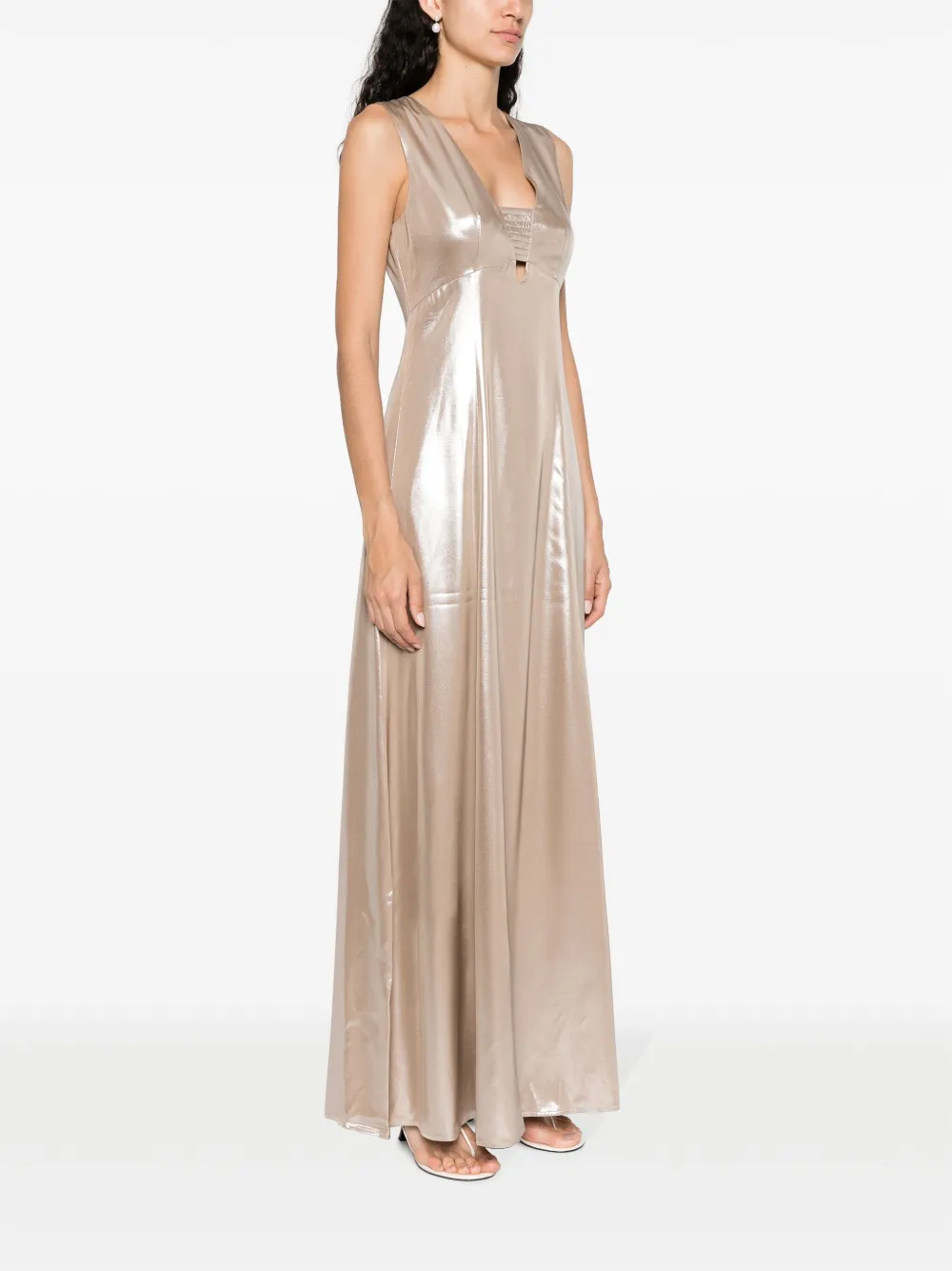  Peserico Laminated Flared Dress - Neutrals 
