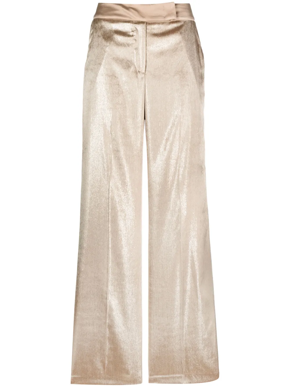 Peserico High-waisted Velvet Palazzo Trousers In Gold