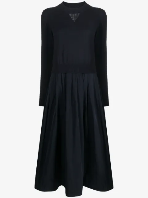 Peserico vestido midi con panel tejido y diseño acampanado
