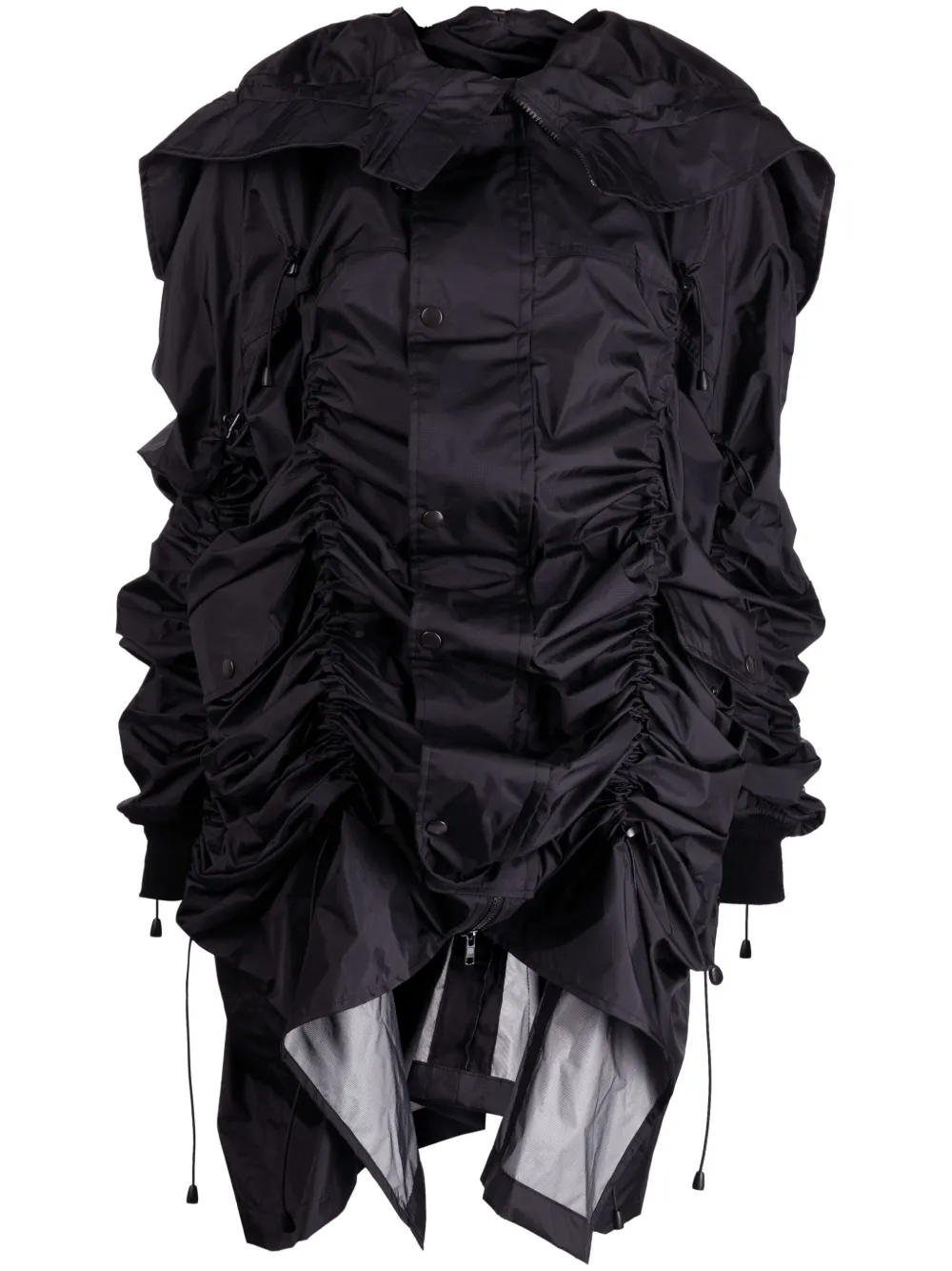 Junya Watanabe Gathered-detail Wool Jacket In Black