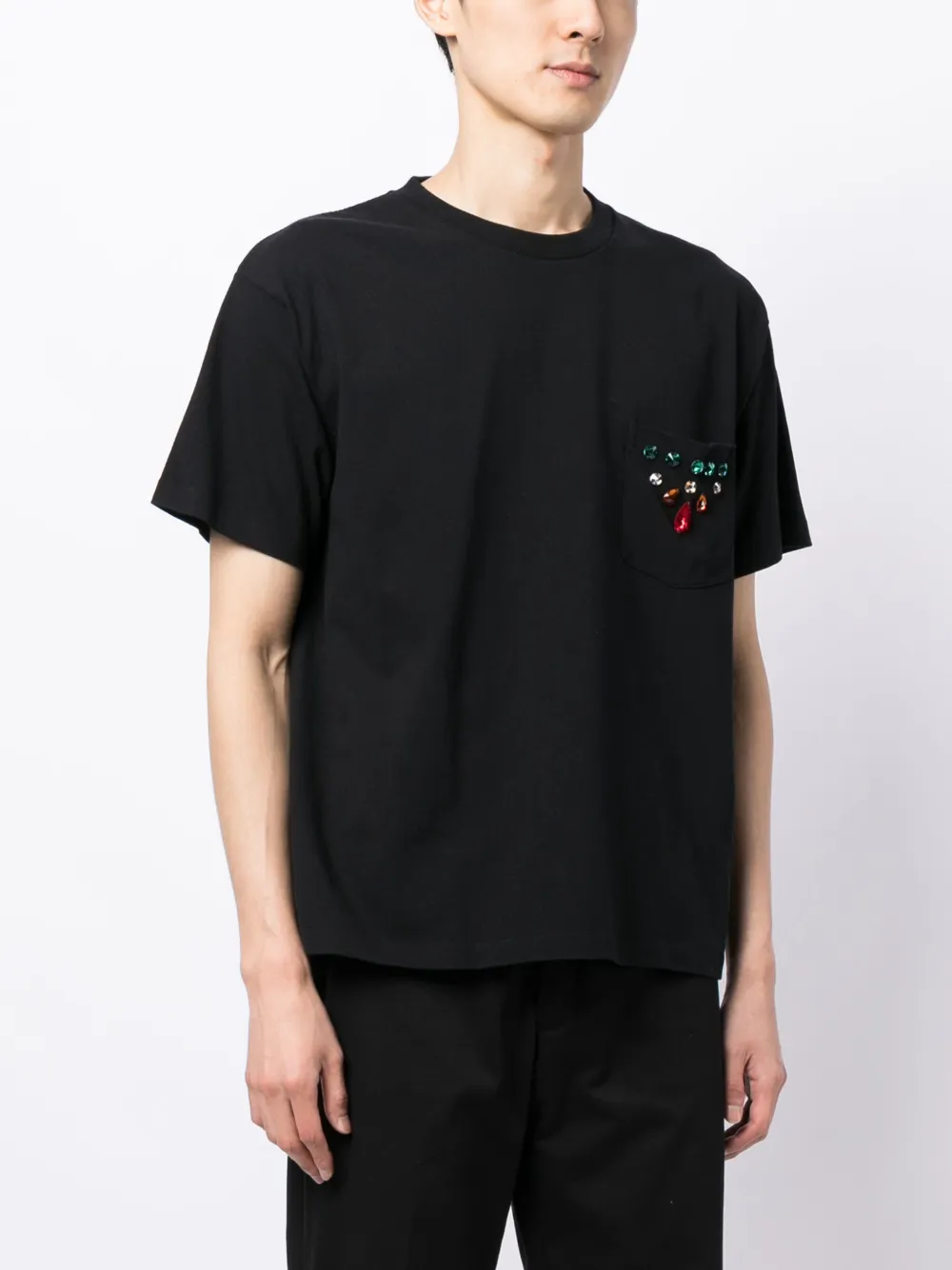 Shop Bode Crystal-embellished Cotton T-shirt In Black