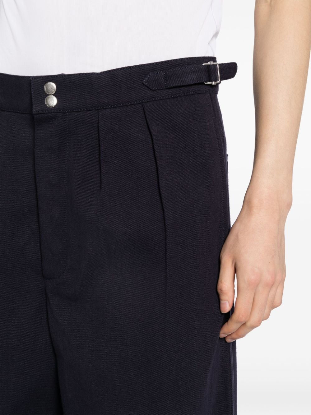 Shop Bode Straight-leg Cotton Trousers In Blue