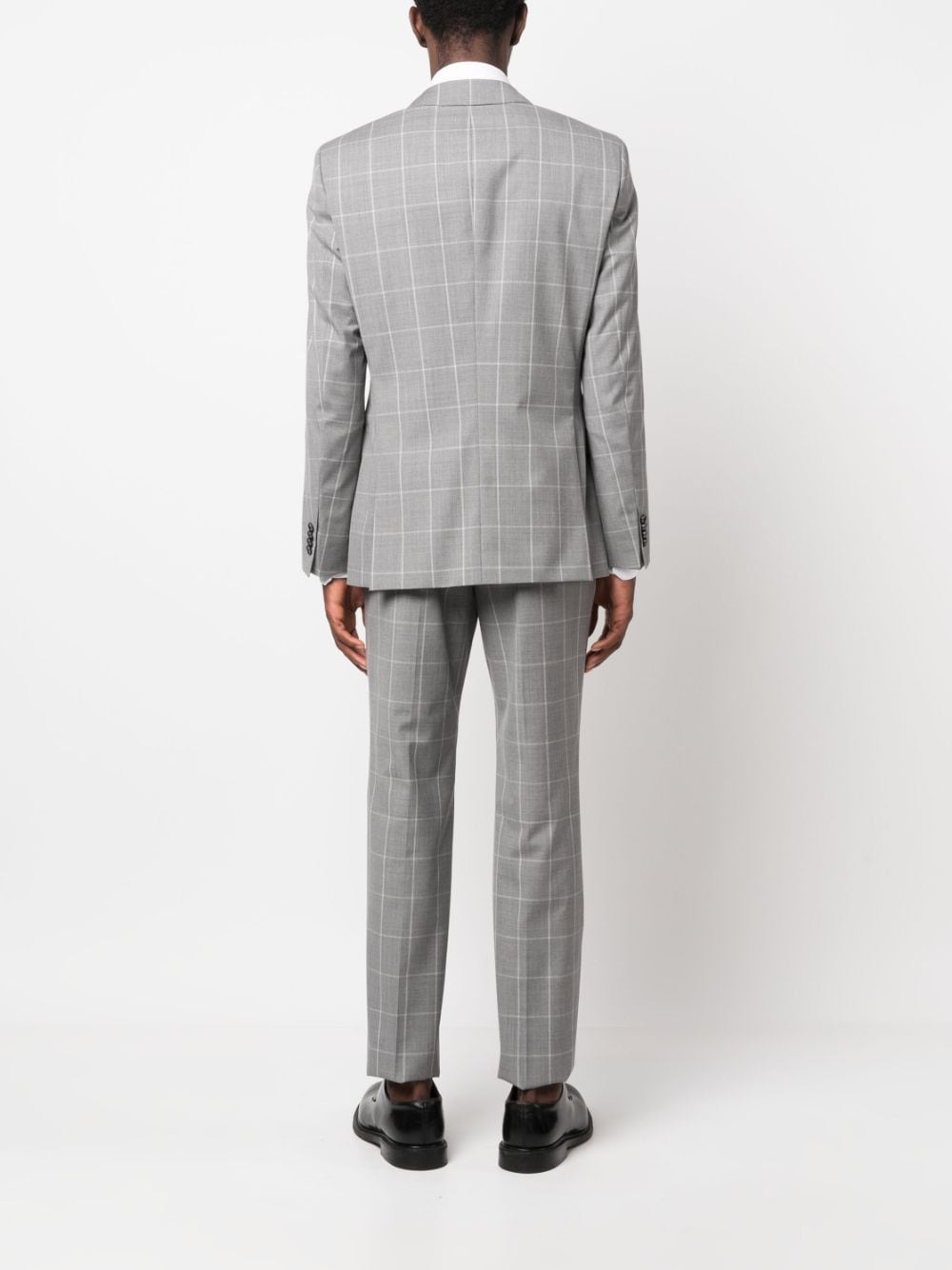 Shop Hugo Boss Windowpane-print Single-breasted Suit In Grey